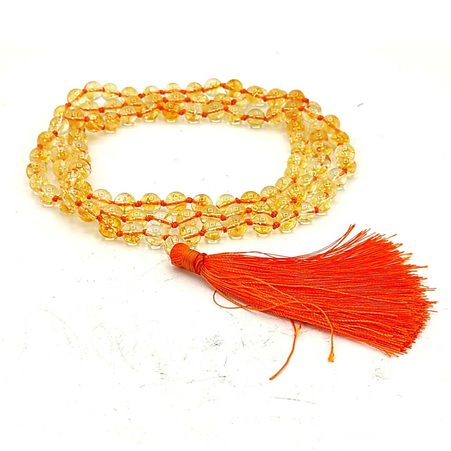 natural yellow citrine stone 8mm necklace japa mala