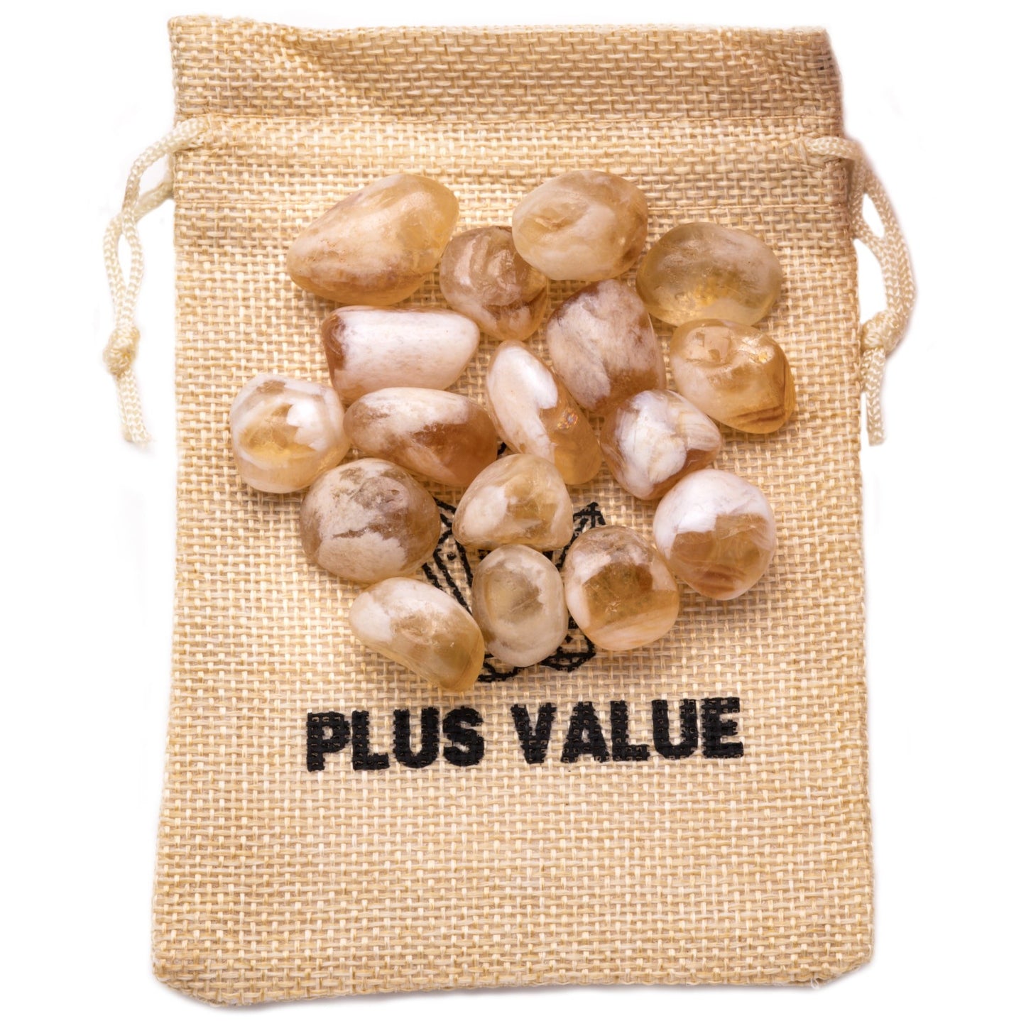 citrine tumble stone pebble 100grams jute bag