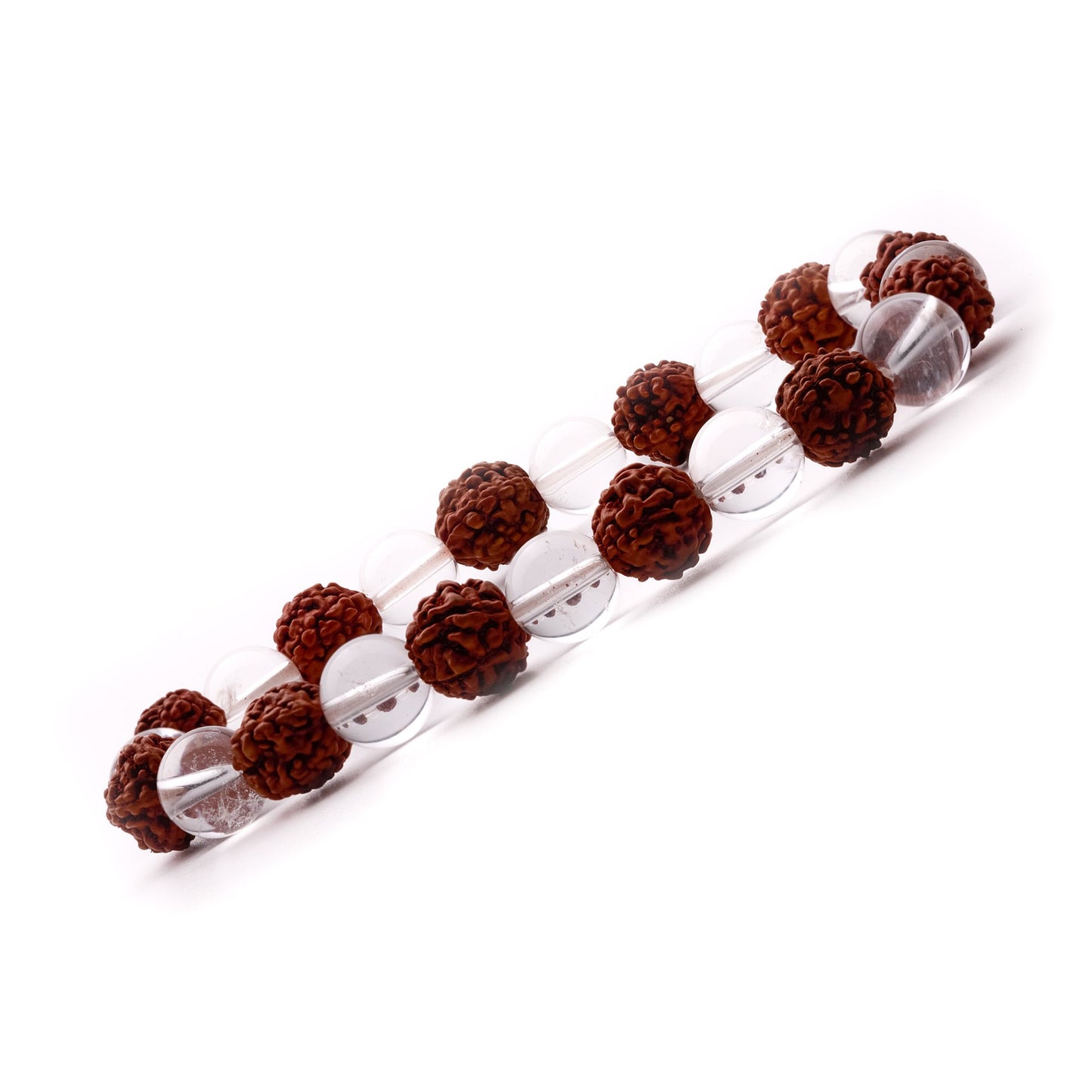 clear crystal quartz & rudraksha beads bracelet 8mm