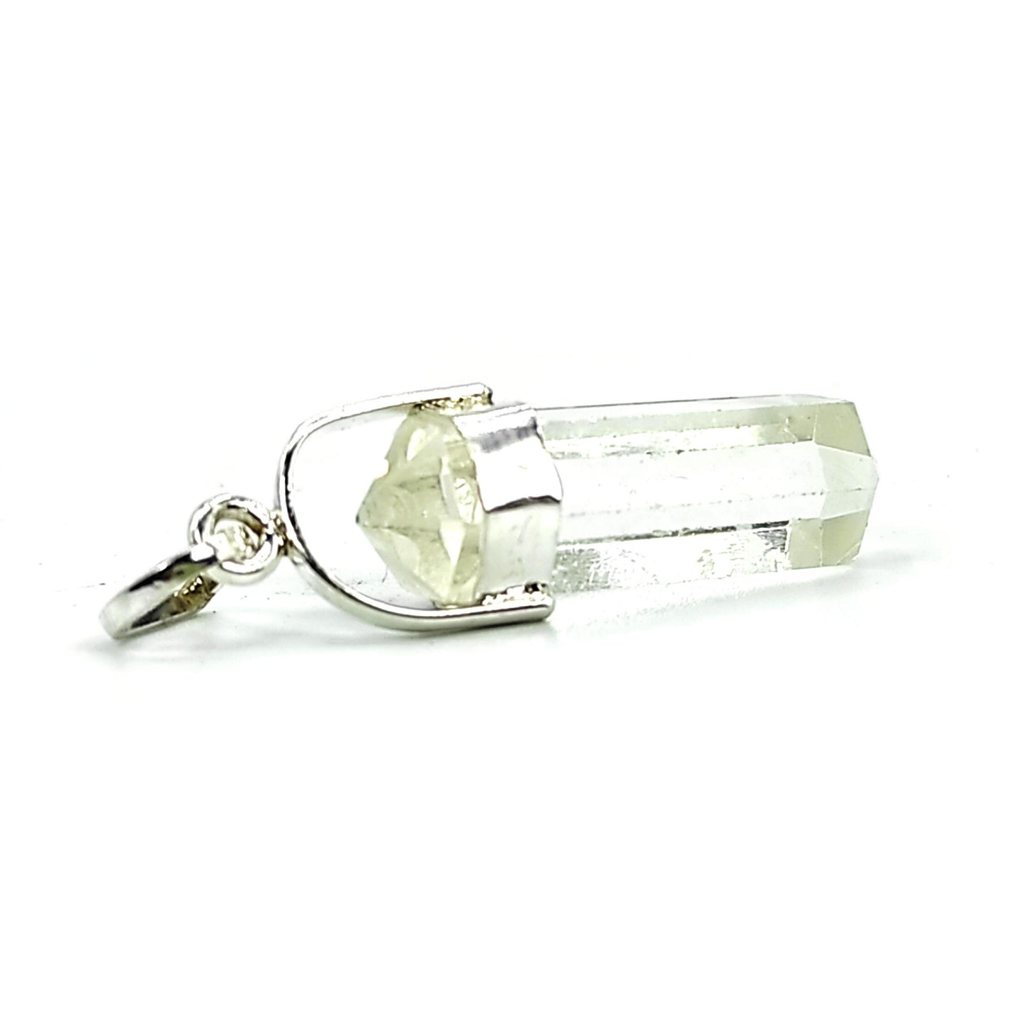 clear crystal quartz stone pencil shape pendant