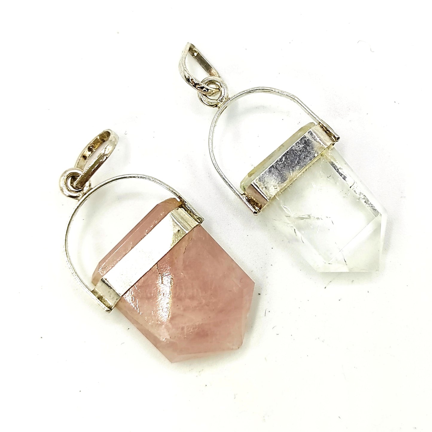 couple pendant crystal quartz and rose quartz pendant healing reiki