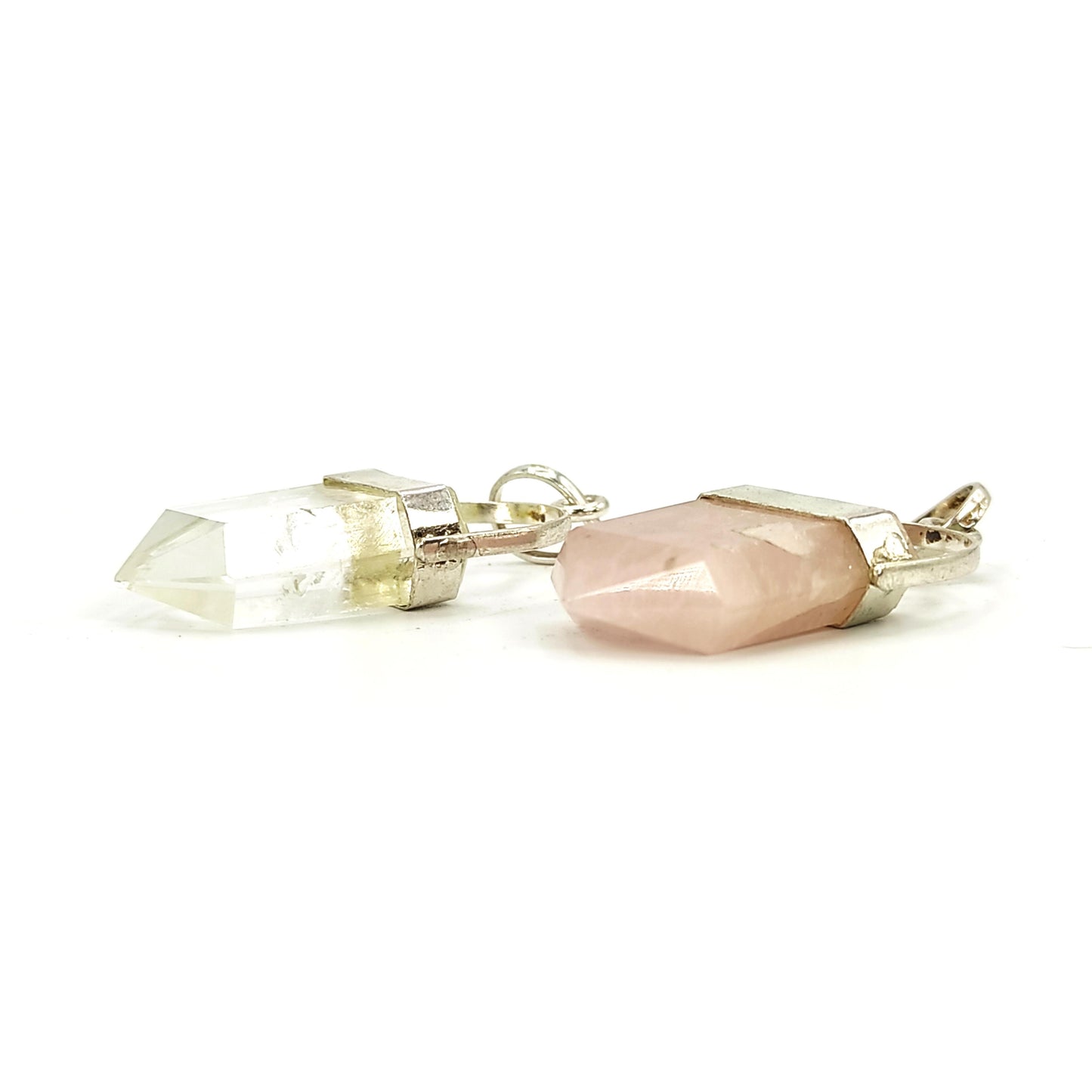couple pendant rose quartz and crystal quartz
