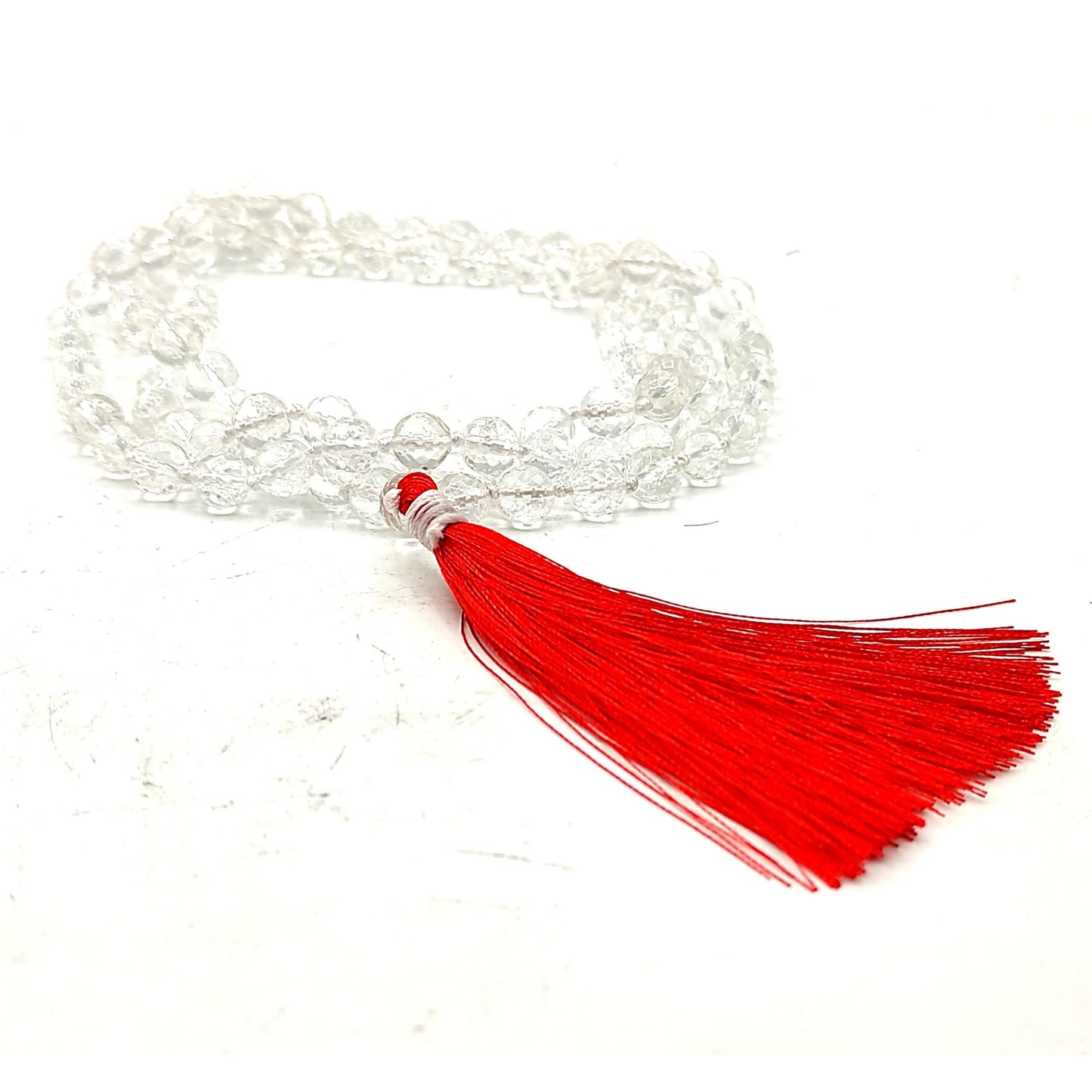 crystal diamond cut japa mala necklace 8mm beads