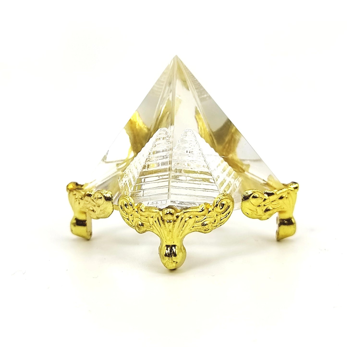 Vastu Feng Shui Crystal Glass Pyramid with Stand for Positive Vibrations, Prosperity & Good Luck - plusvalueindia