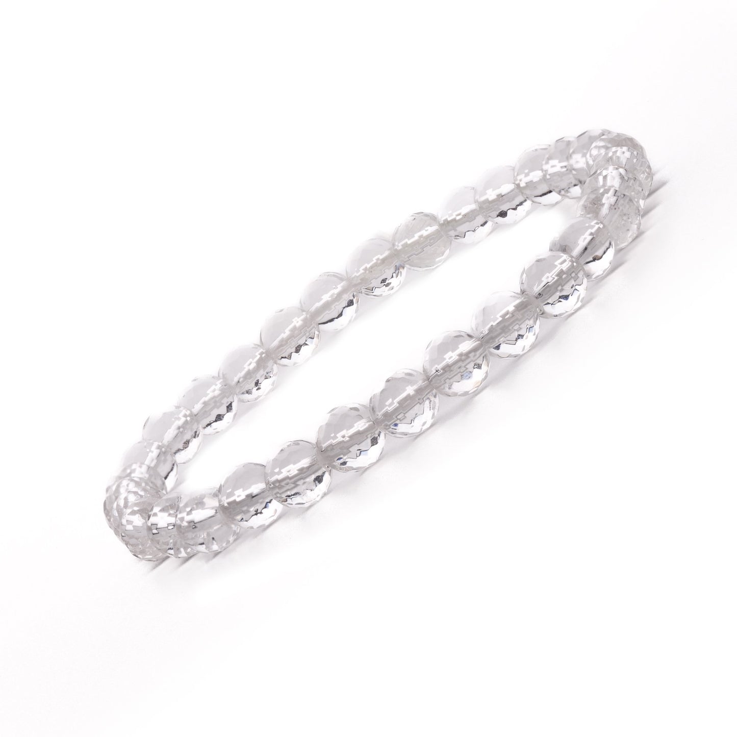 crystal quartz diamond cut bracelet 6mm