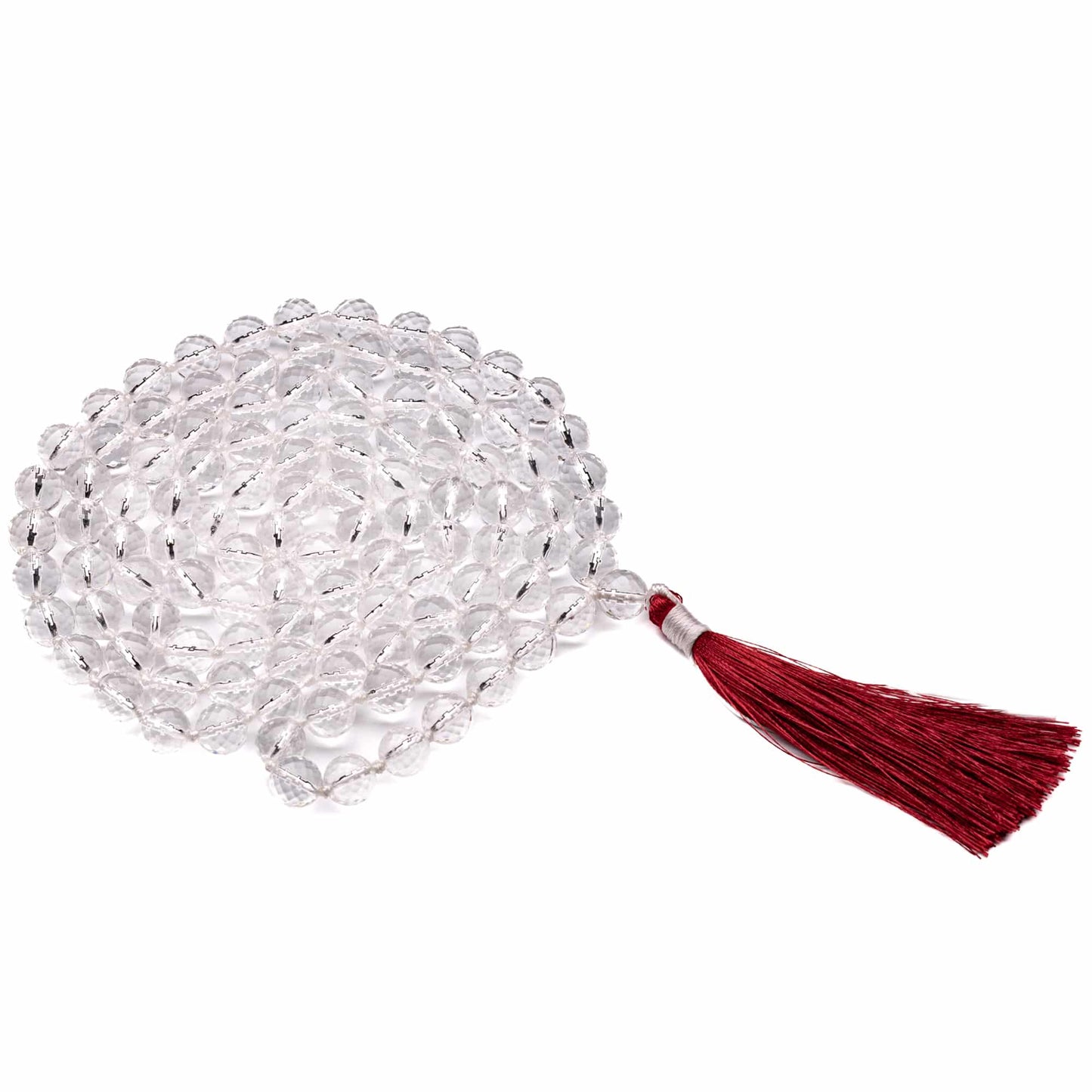 crystal quartz diamond cut necklace mala 10mm reiki