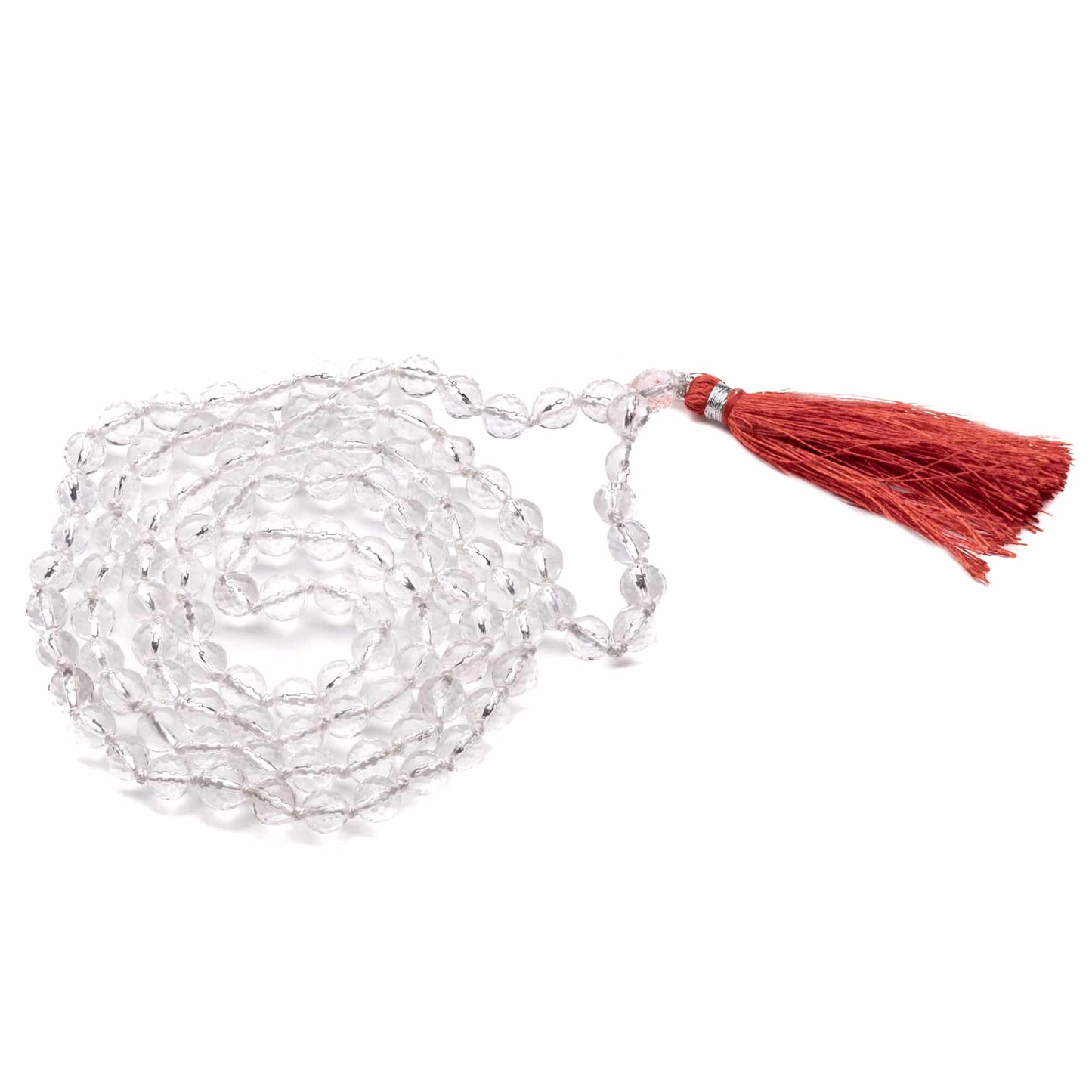 crystal quartz diamond cut necklace mala 6mm