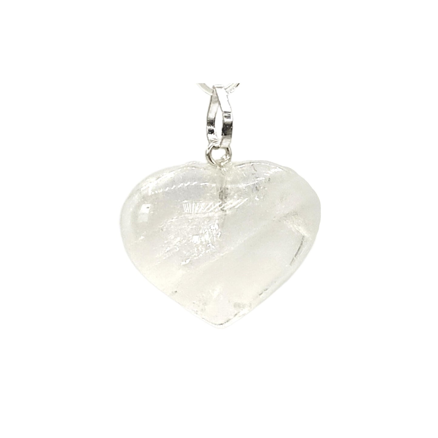 Natural Clear Quartz Crystal Heart Shape Pendant for Prosperity & Success - plusvalueindia