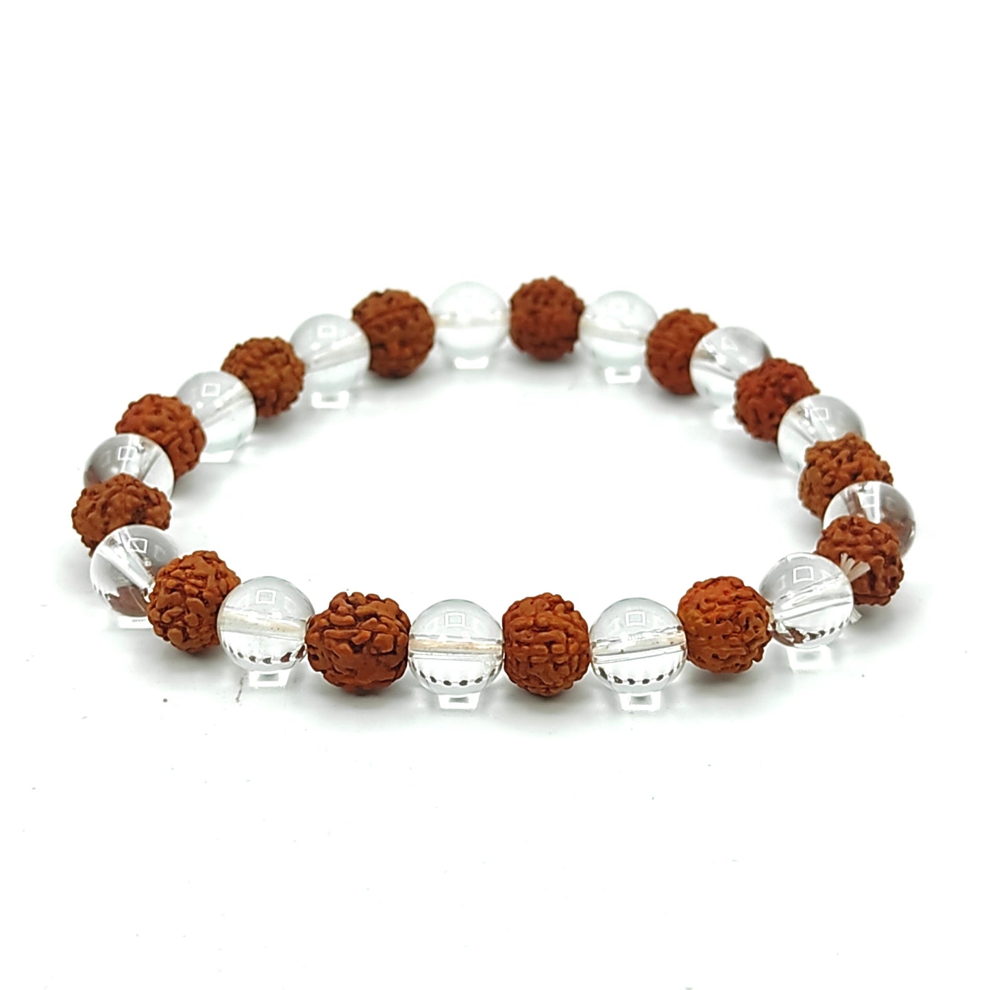 crystal quartz & rudraksha bracelet 8mm Reiki Healing Crystal