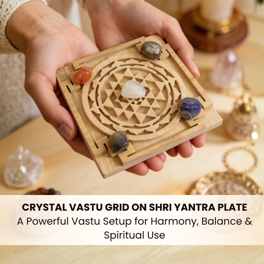 Crystal Vastu Grid on Shri Yantra Plate - plusvalueindia