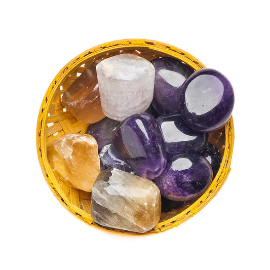 education crystal stone tumble pebble 200gm basket