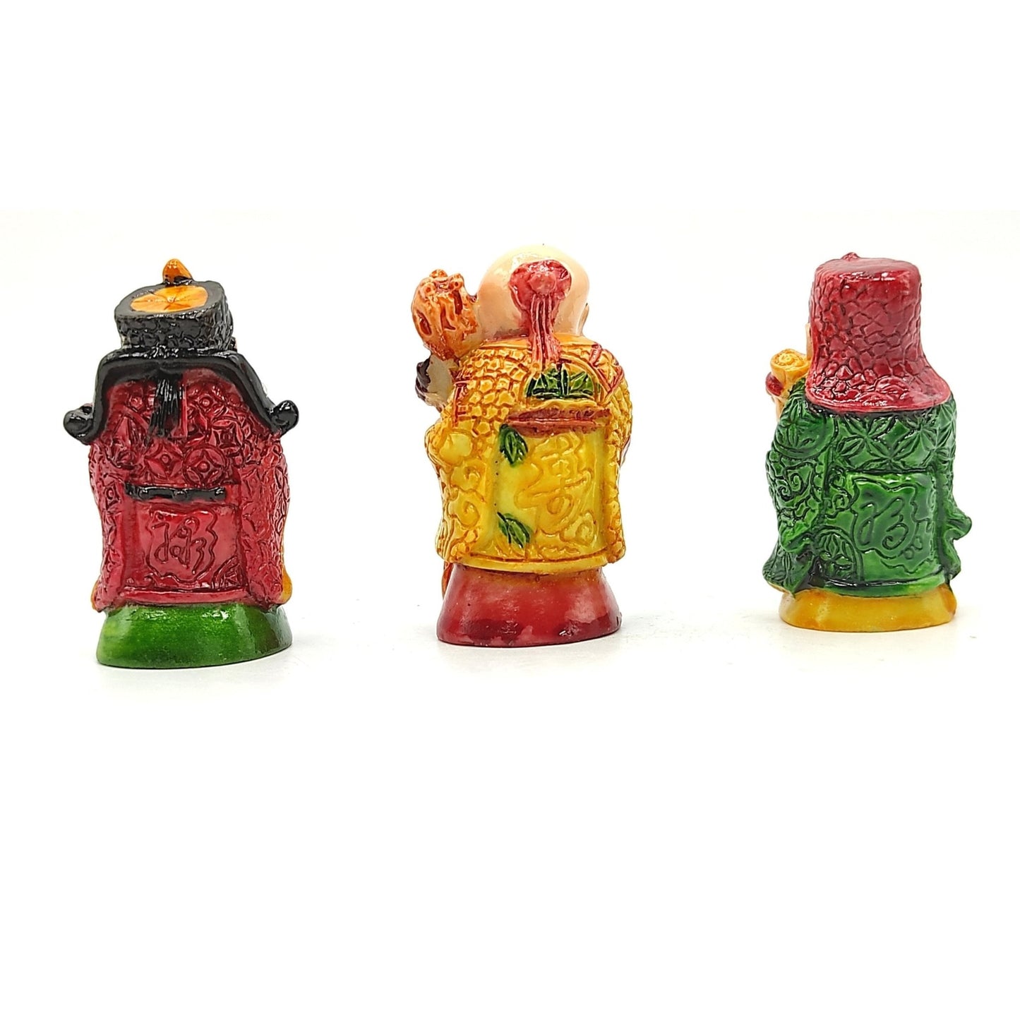 Feng Shui Fuk Luk Sau Trinity of Deities for Health, Wealth & Happiness (2 inch, Miniature, Home Decor Showpiece) - plusvalueindia
