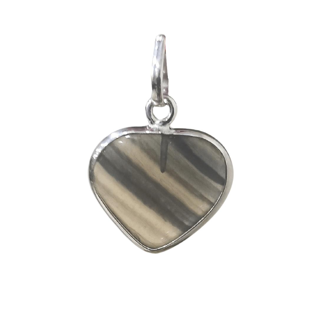 Fluorite Pendant Heart Shape in Pure Silver Cap - plusvalueindia