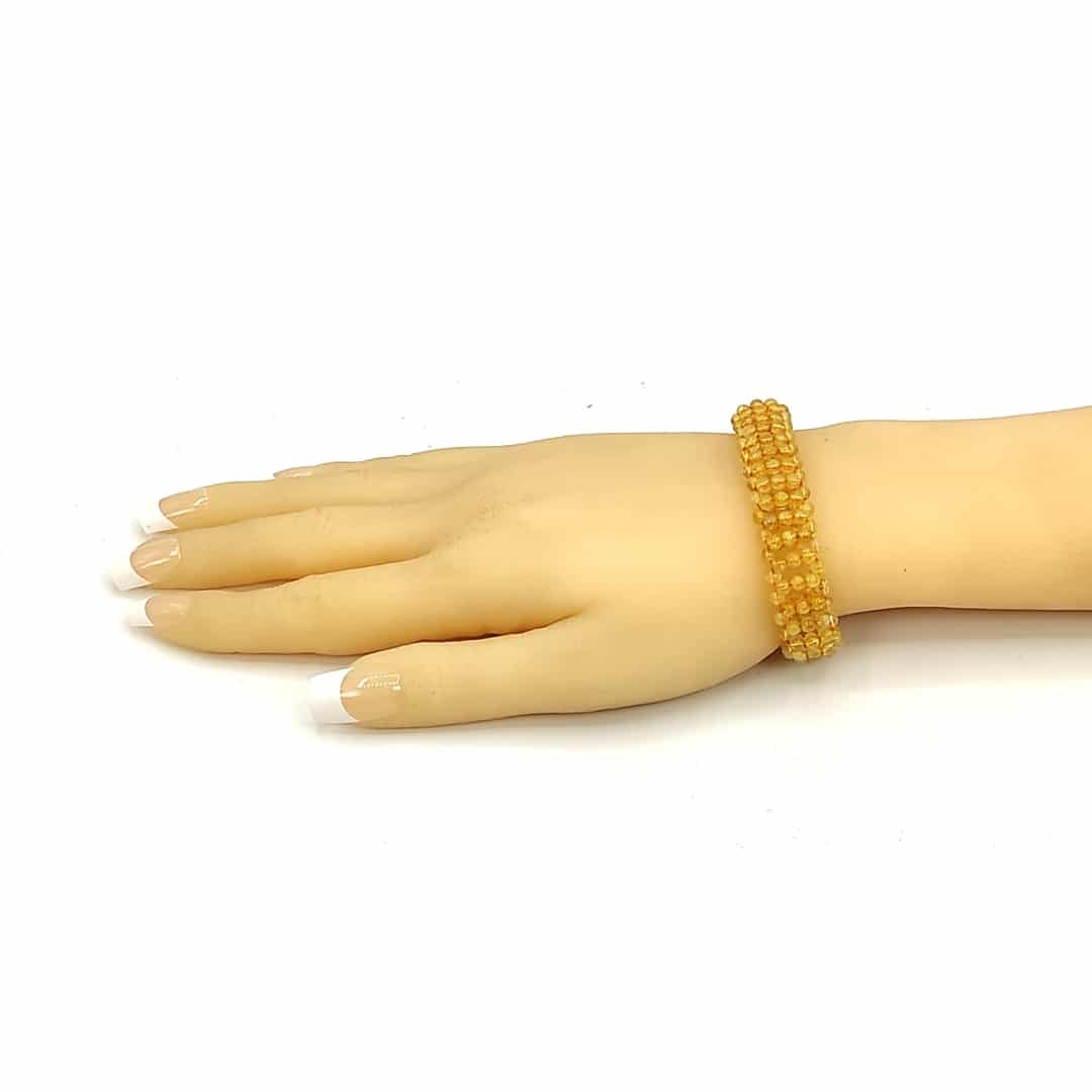 golden rutile crystal gajra bead bracelet