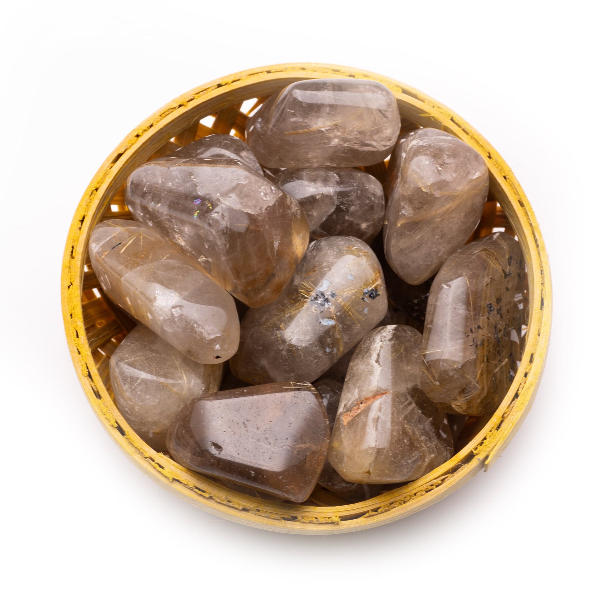 golden rutile quartz tumble pebble stone 200gm basket