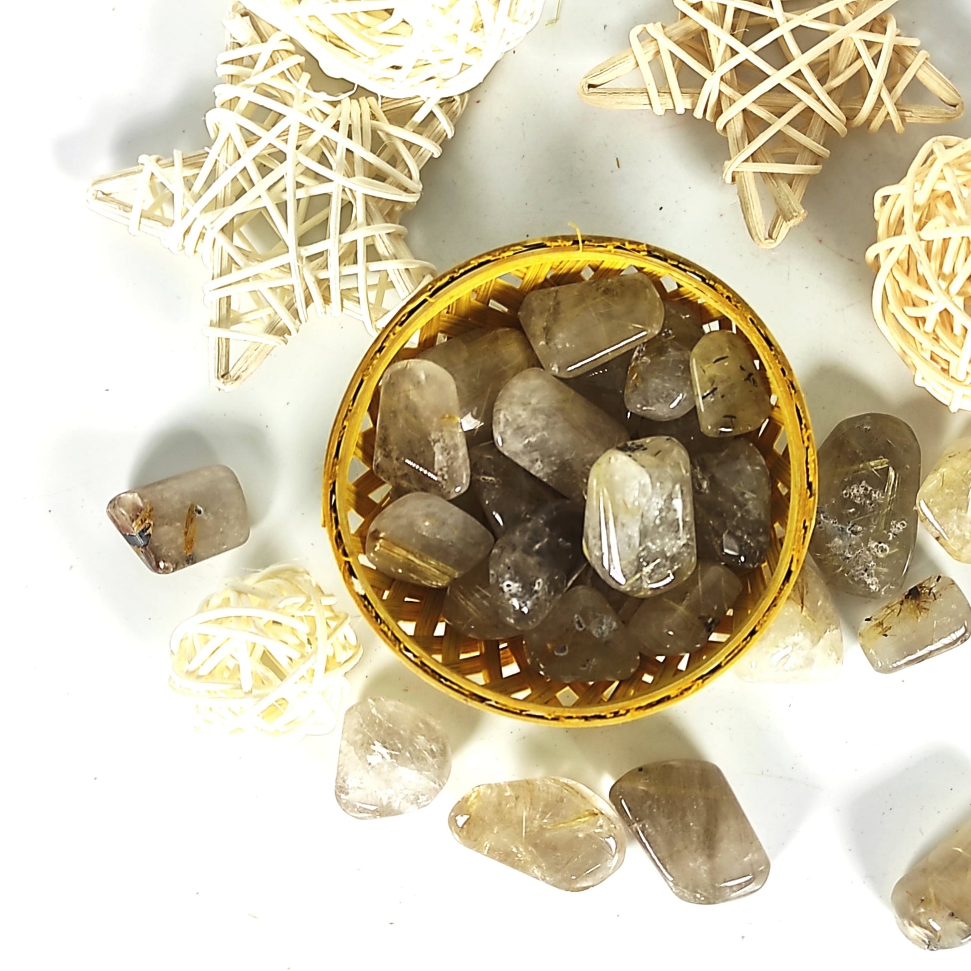 Golden Rutile Tumbled Pebbles Stone Reiki Healing Crystal 200grams