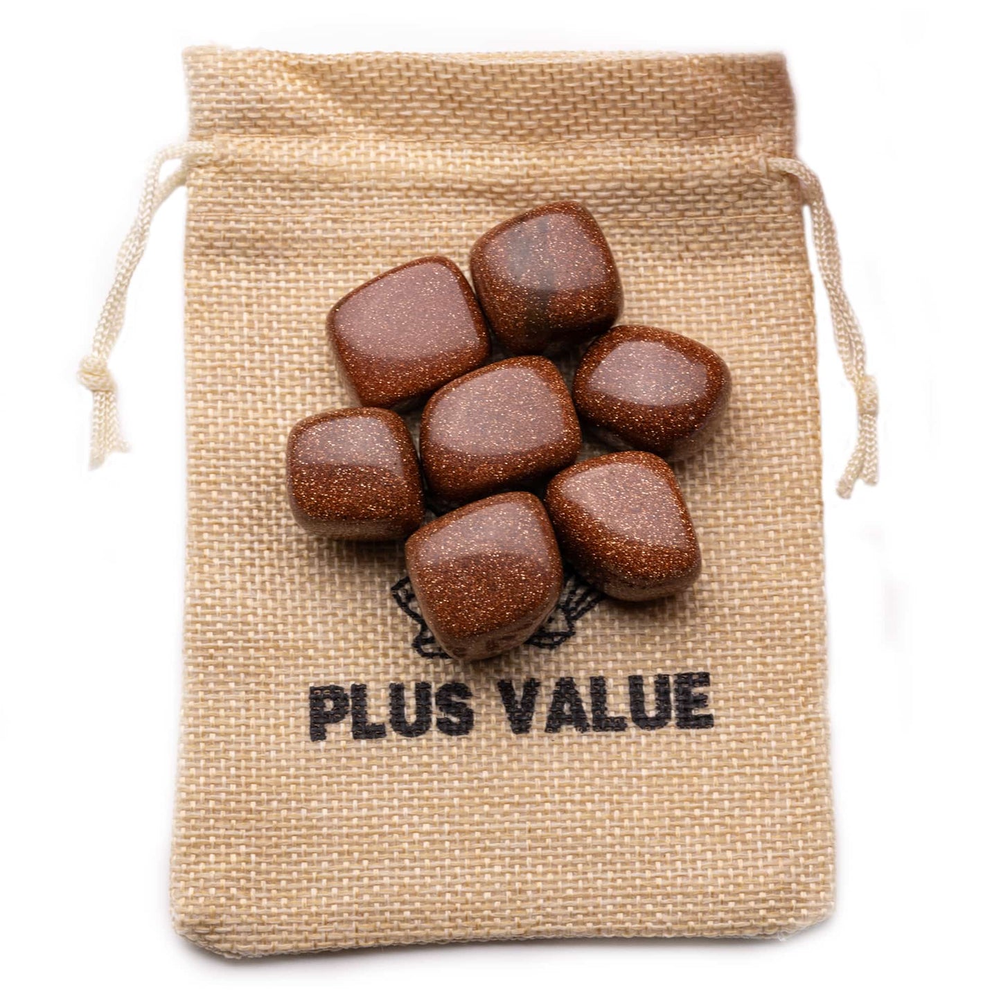goldstone tumble pebble crystal 100gm jute bag