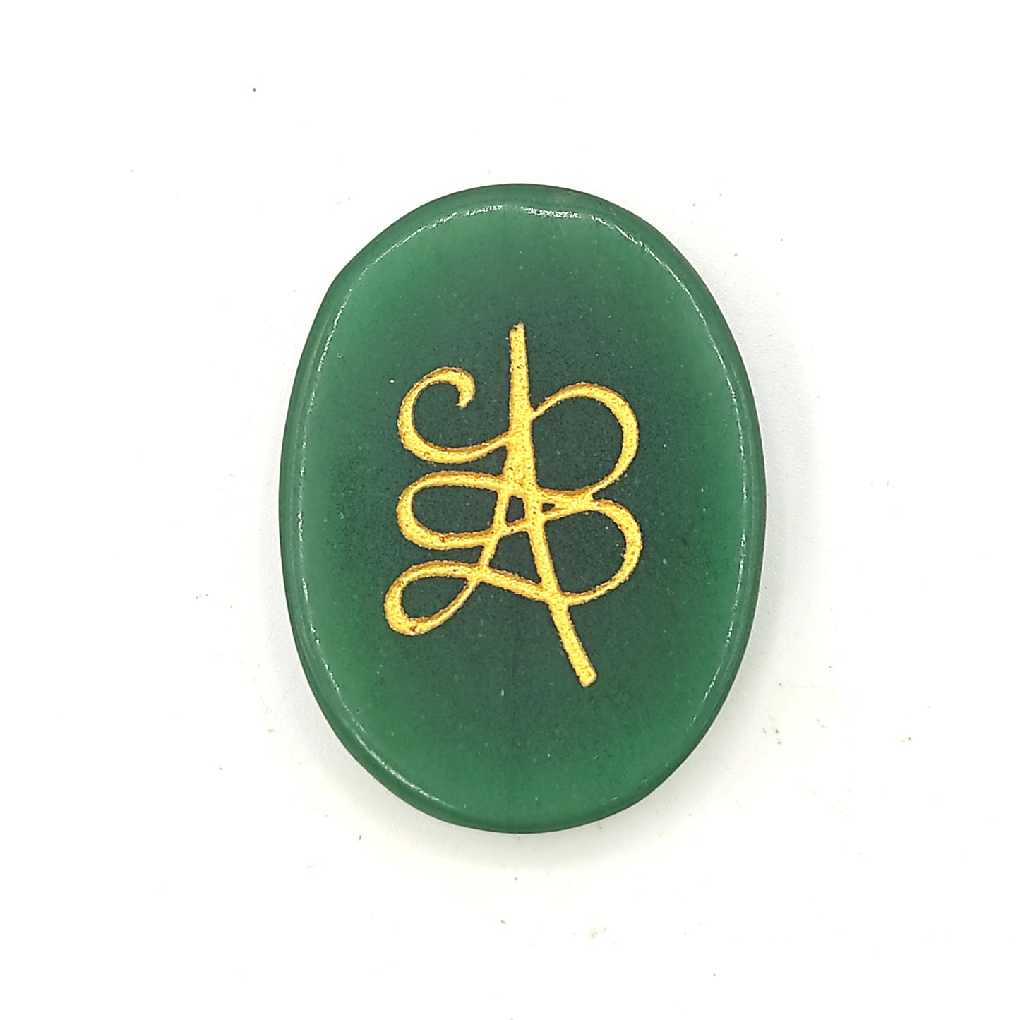 green jade stone with zibu symbol crystal reiki healing