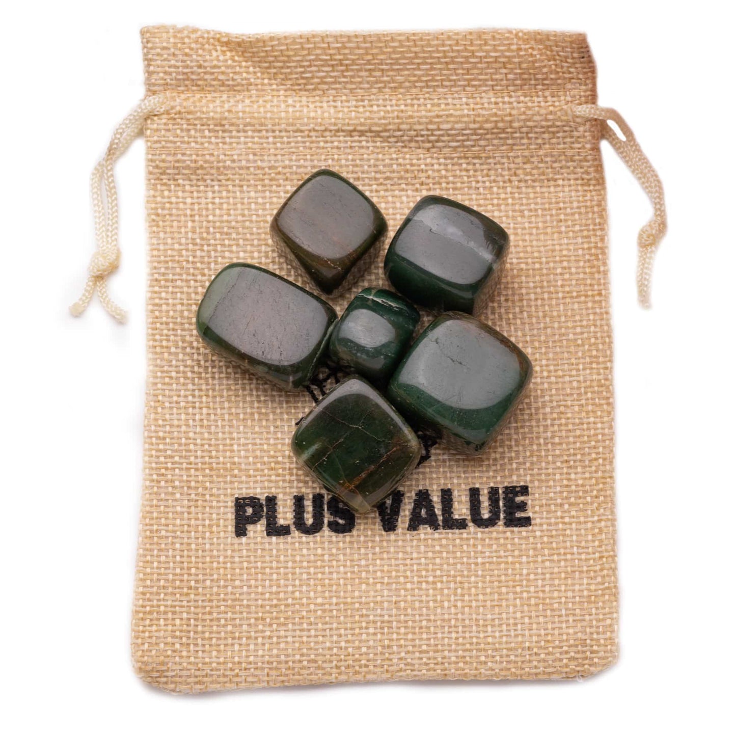 green jade tumble pebble stone 100gm Jute bag