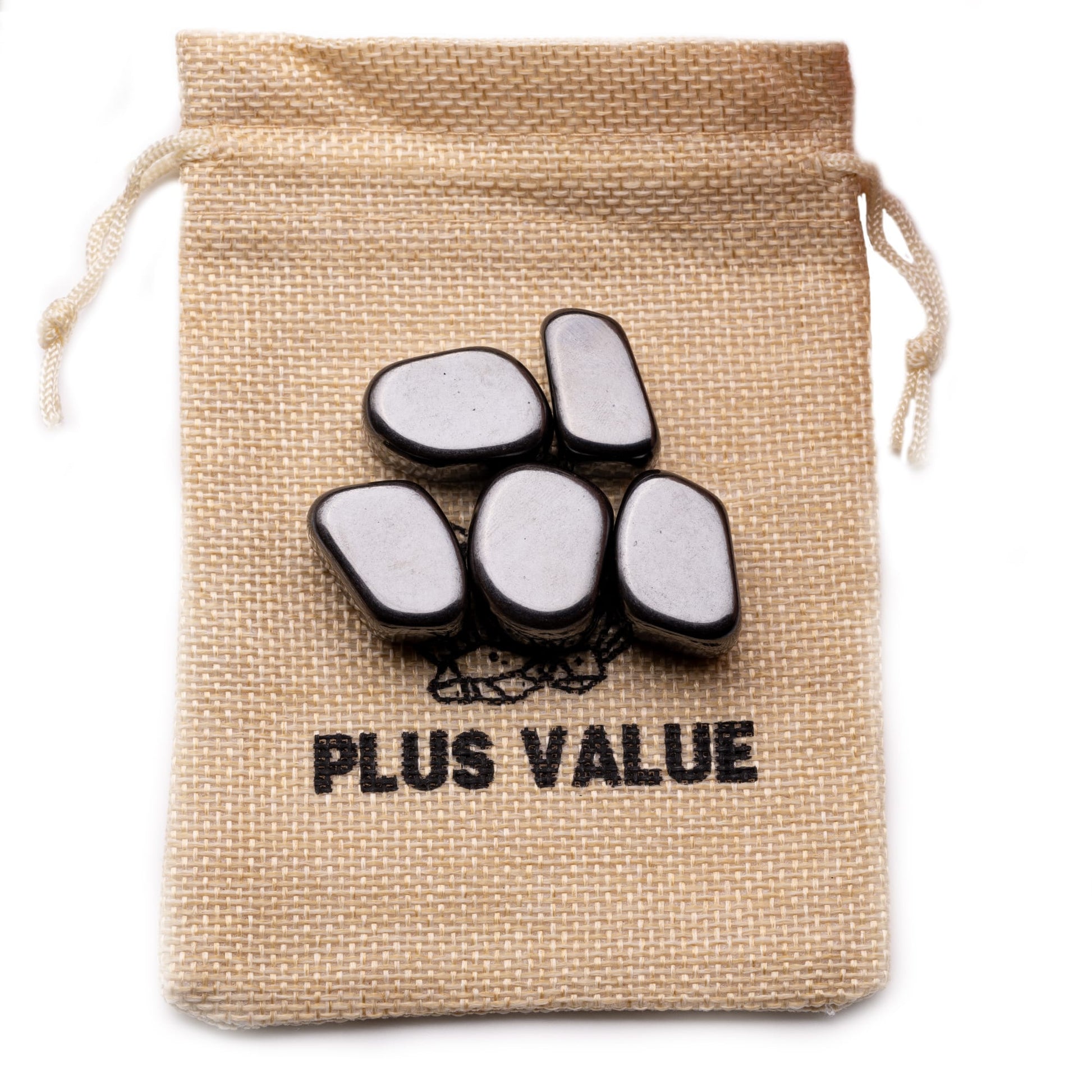 hematite tumble pebble stone 100gm jute bag