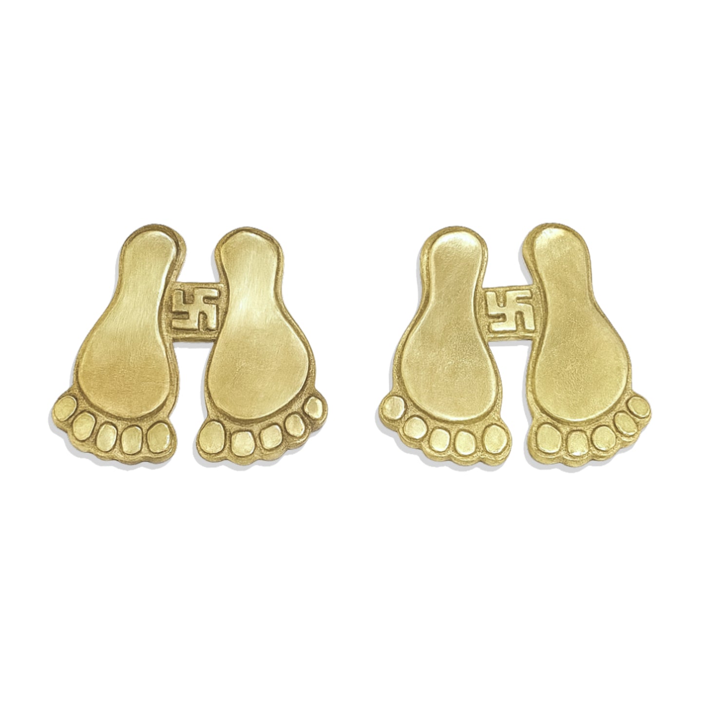 Brass Lakshmi Charan Paduka (Pair 3" Inch Each) Handcrafted Pital Door Entrance Décor Antique Gold Finish for Main Door & Puja Room Traditional Lakshmi Feet