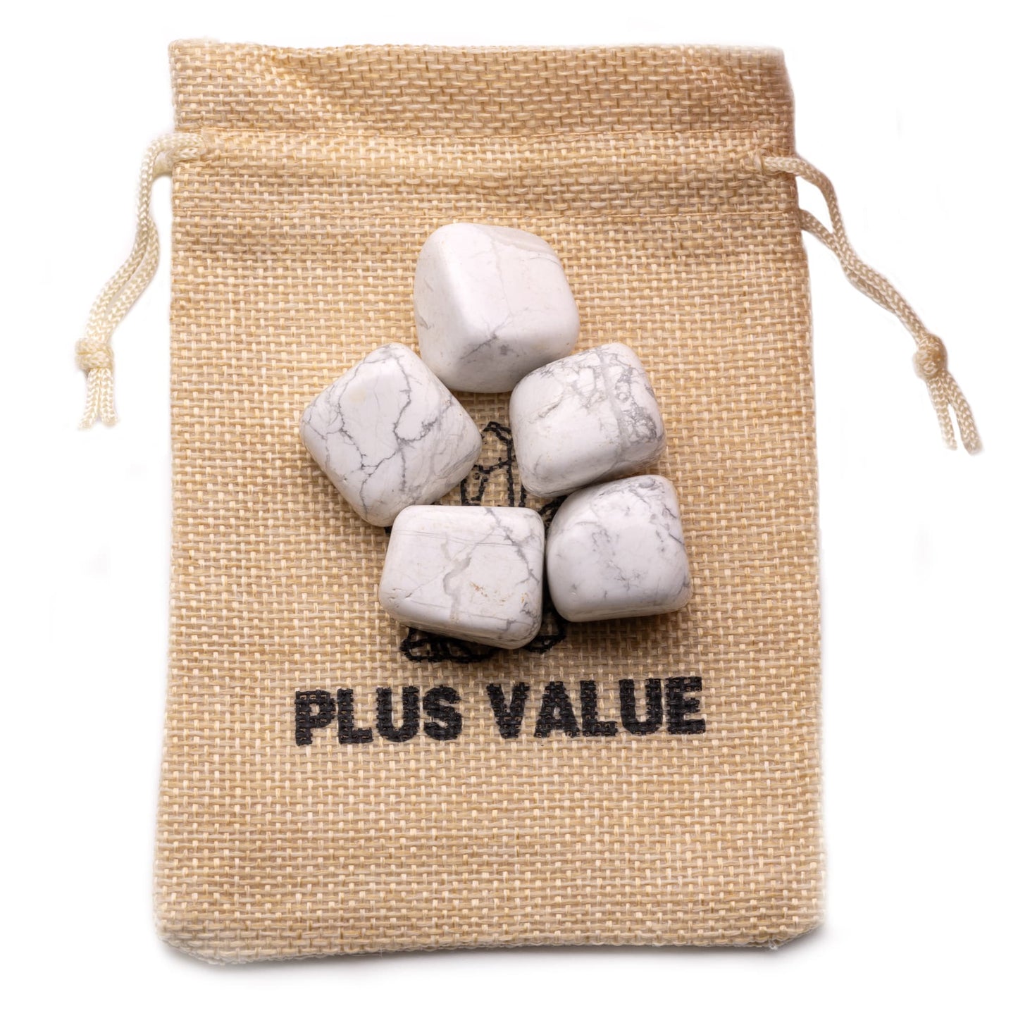 howlite tumble pebble stone 100gm jute bag