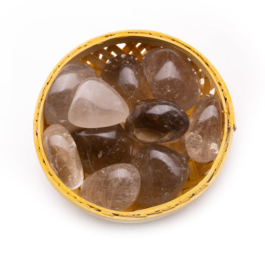 indian smokey quartz tumble pebble stone 200gm basket