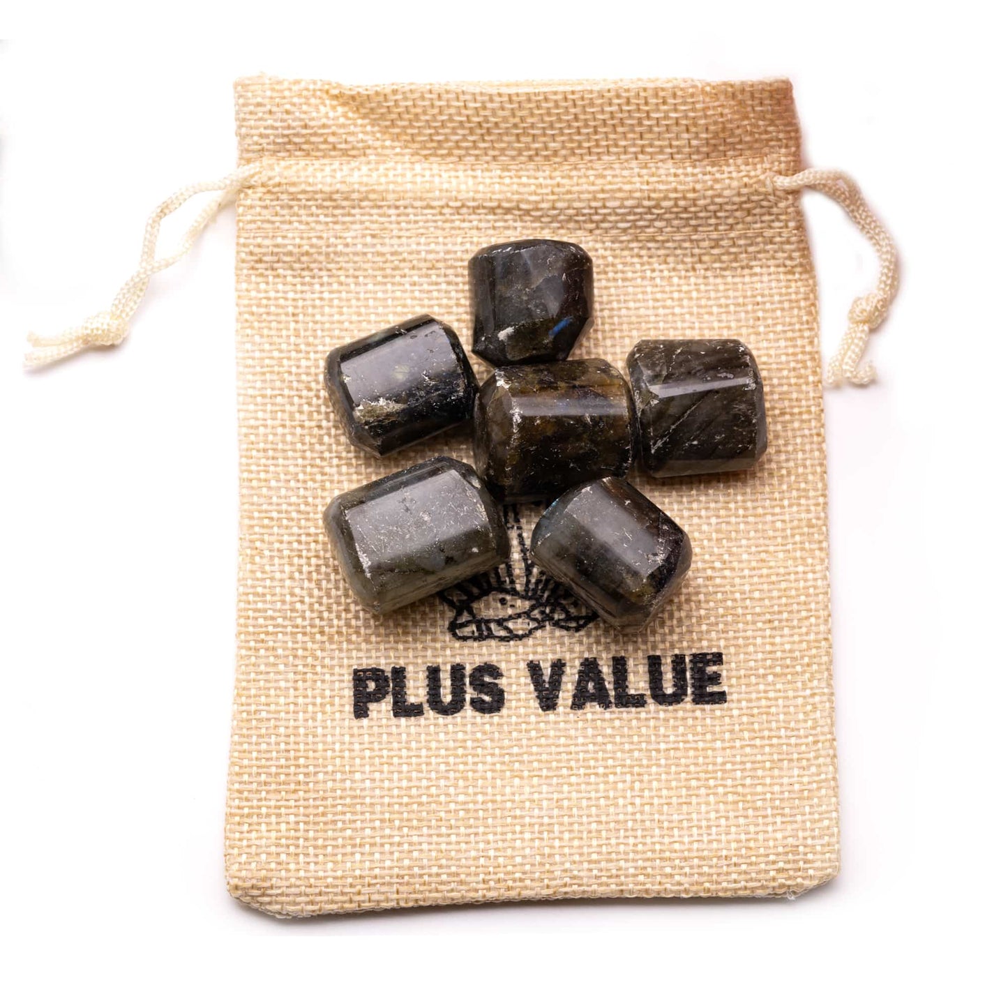 labradorite tumble pebble stone 100gm jute bag