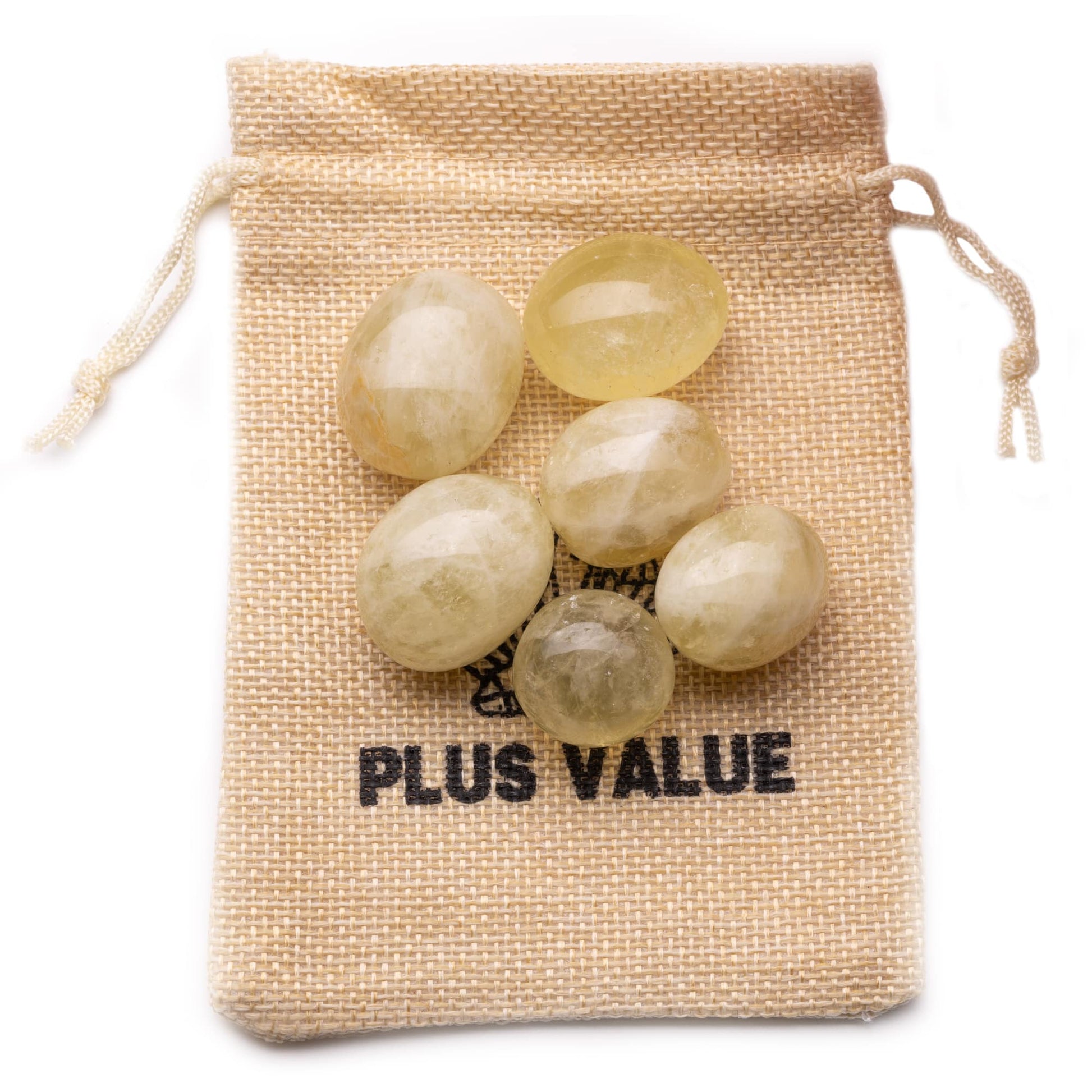 lemon quartz tumble pebble stone 100gm jute bag