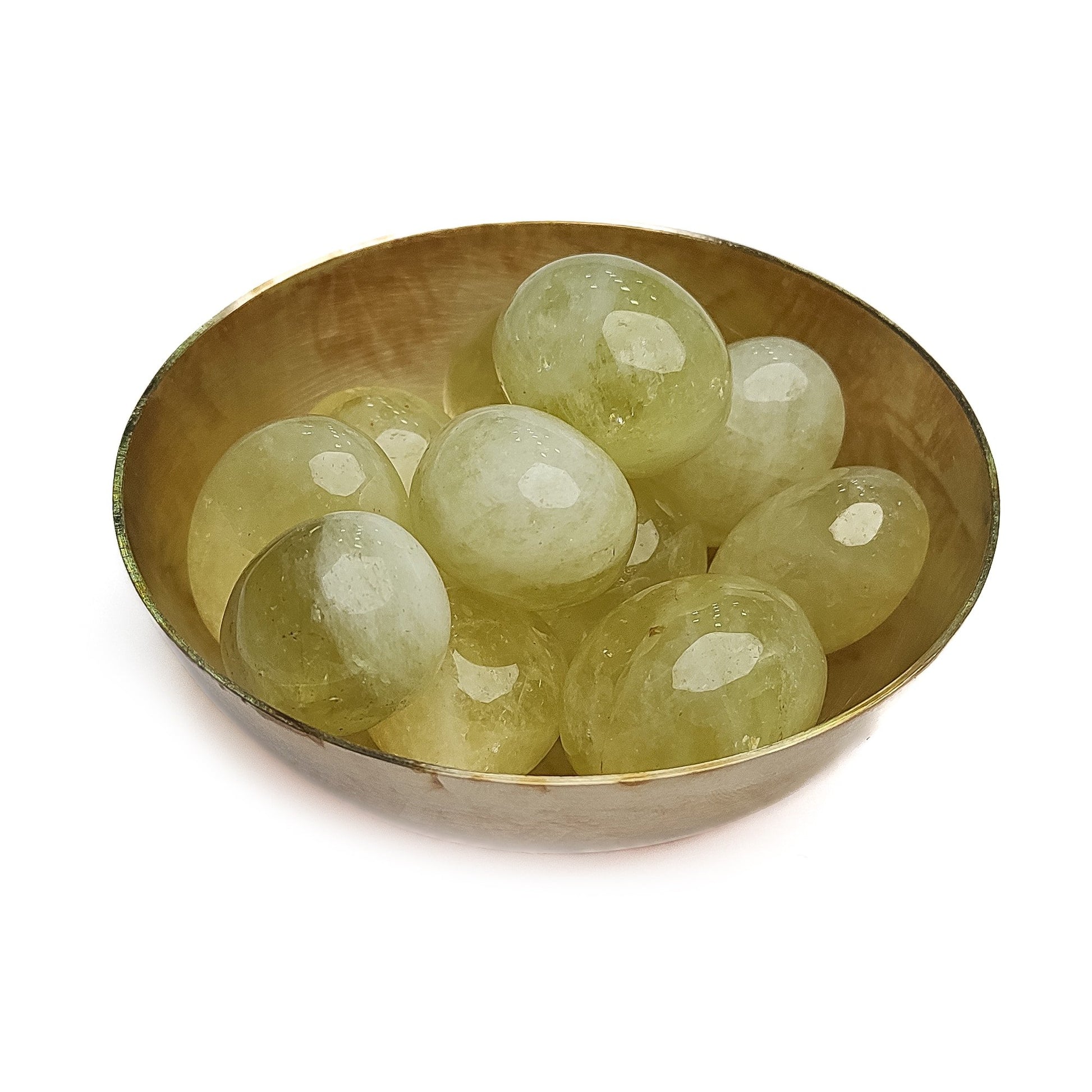 lemon quartz tumble pebble stone 200gm bronze bowl