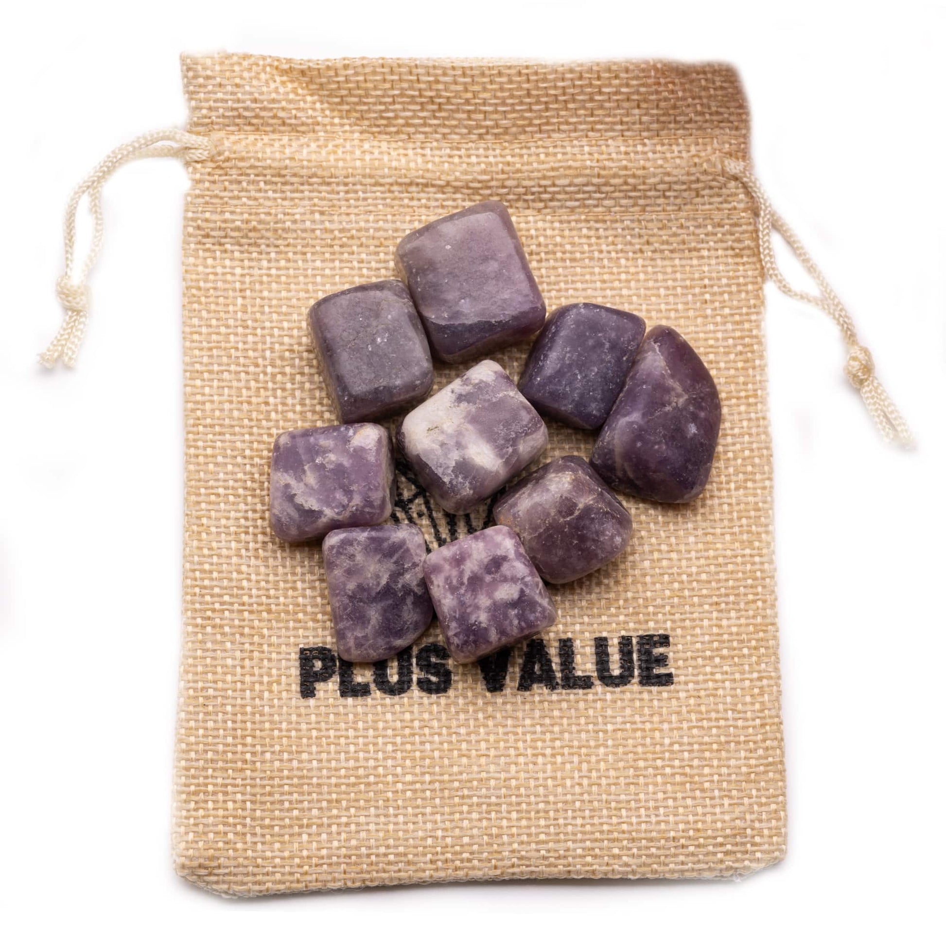 lepidolite tumble pebble stone 100gm jute bag
