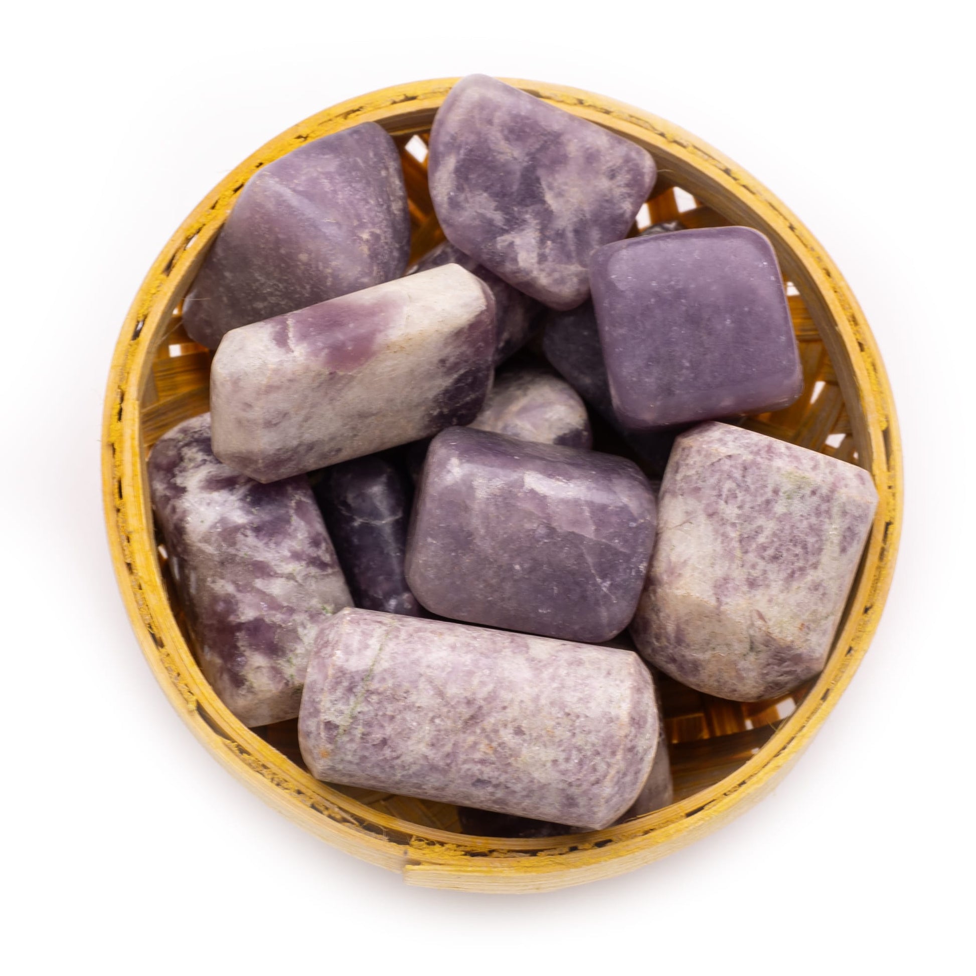 lepidolite tumble pebble stone 200gm basket