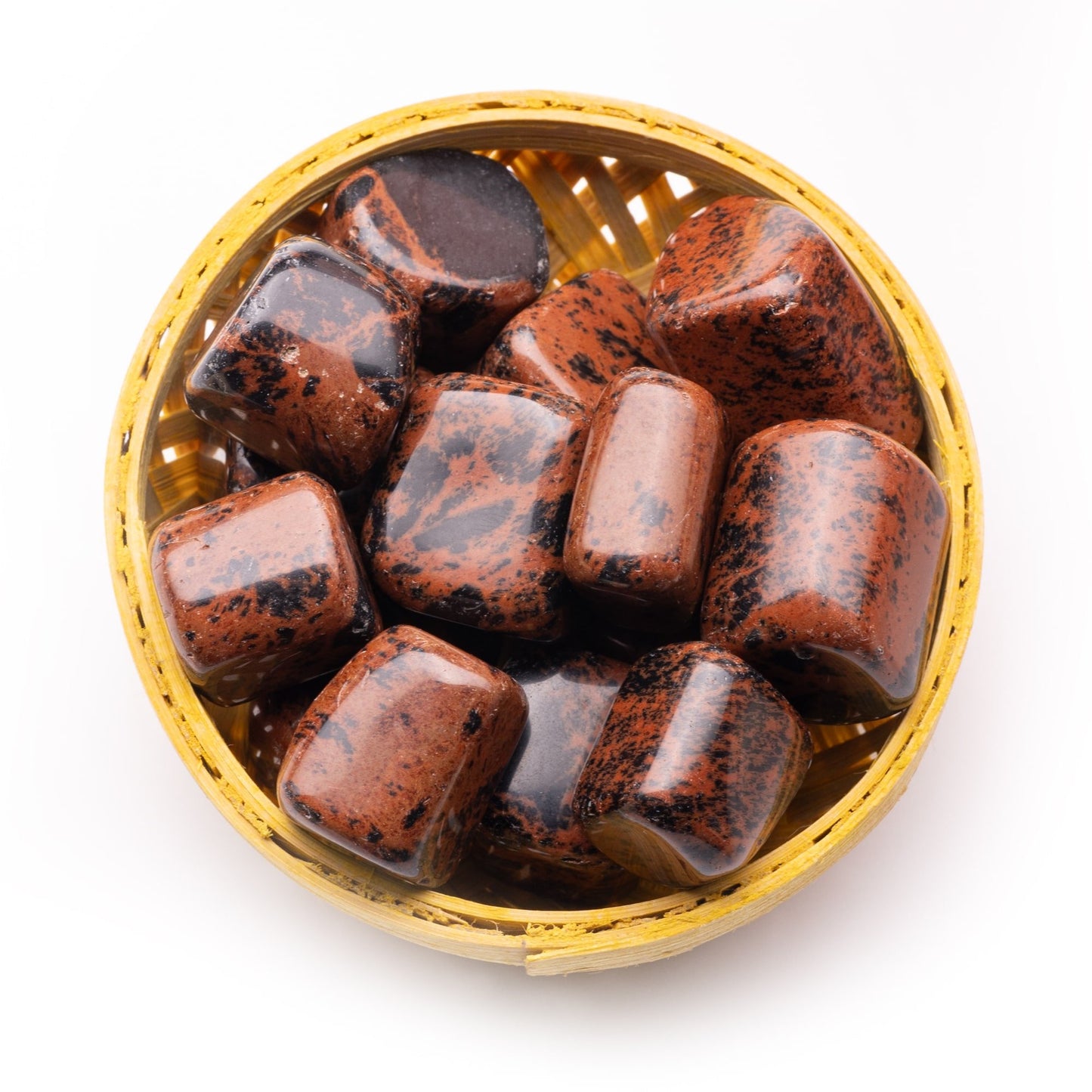 mahogany obsidian tumble pebble stone 200gm basket