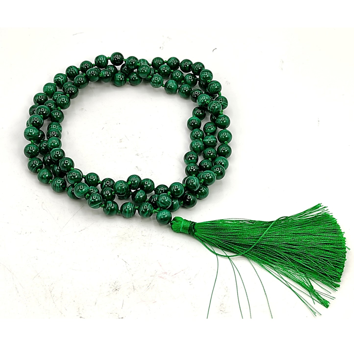 malachite stone japa mala necklace 8mm