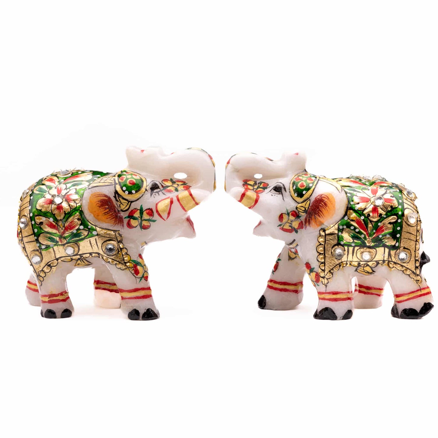 marble elephant pair green colour vastu remedy