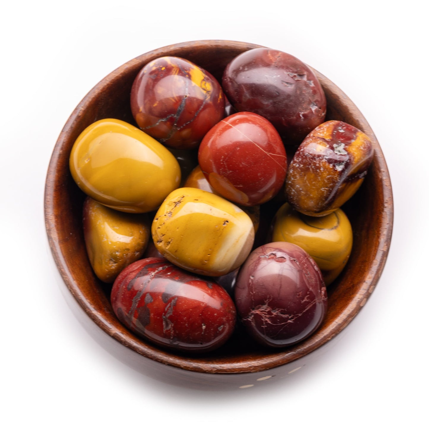 mookaite tumble pebble stone 300gm wooden bowl