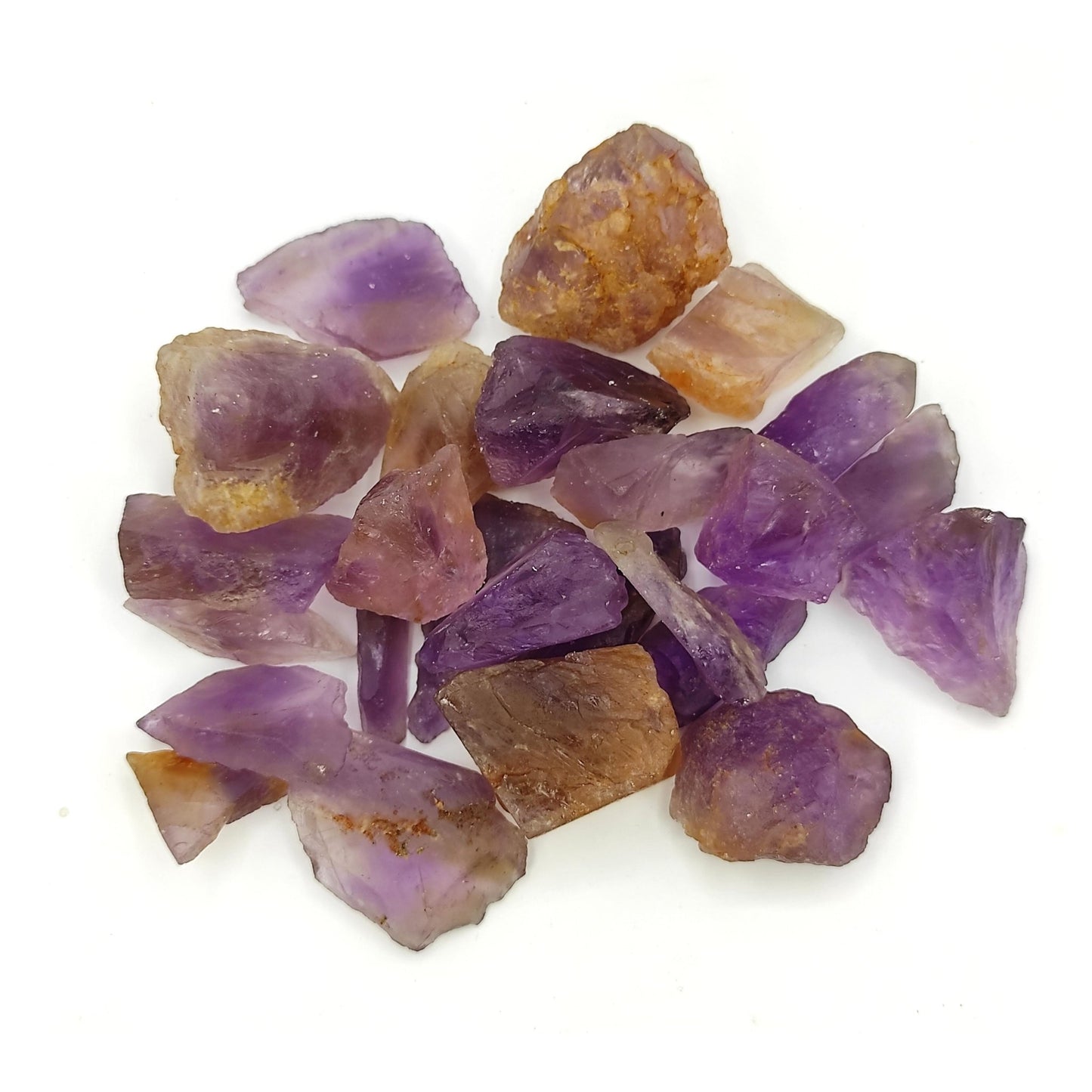 Natural Ametrine Rock Raw Chunks Stone for Reiki Healing Crystal Aura Chakra Vastu Feng Shui (100grams, Jute Bag) - plusvalueindia