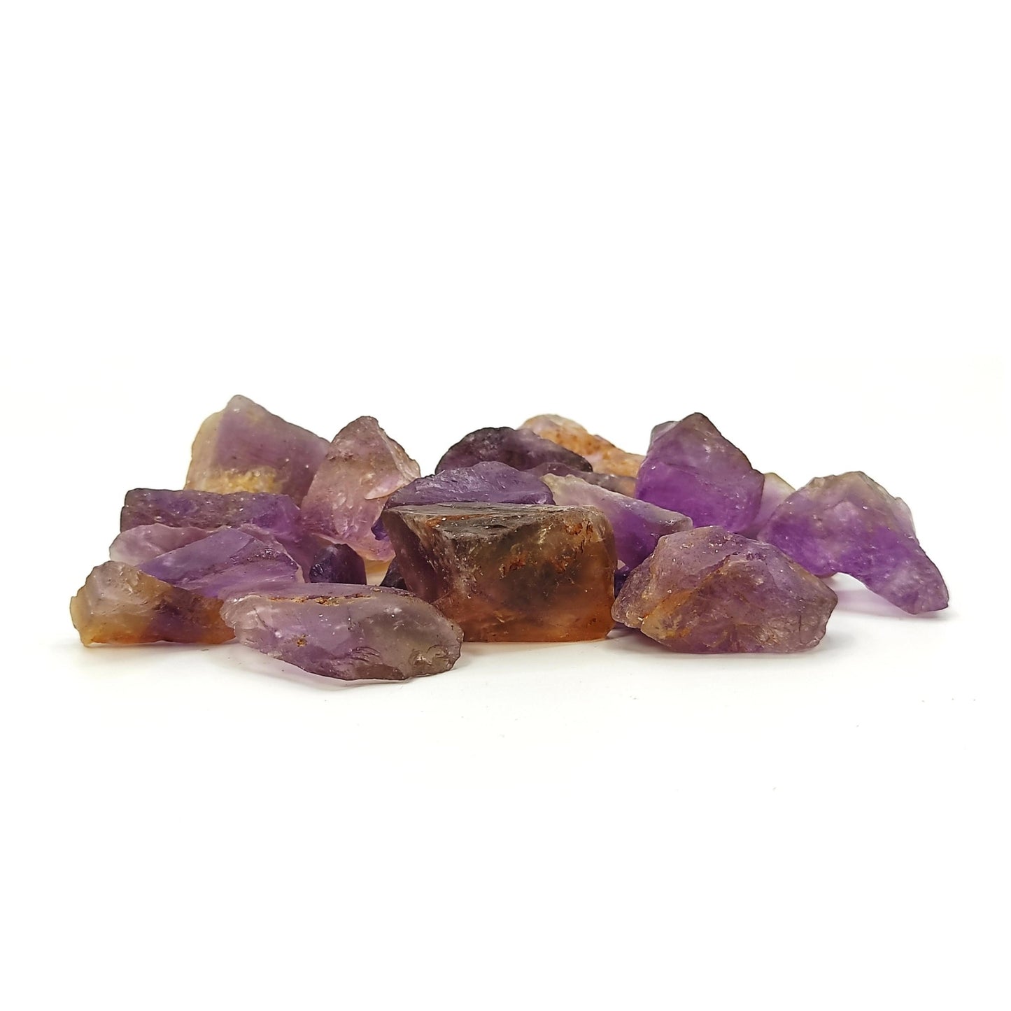 Natural Ametrine Rock Raw Chunks Stone for Reiki Healing Crystal Aura Chakra Vastu Feng Shui (100grams, Jute Bag) - plusvalueindia
