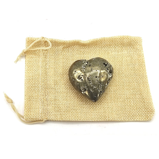 natural golden peru pyrite heart
