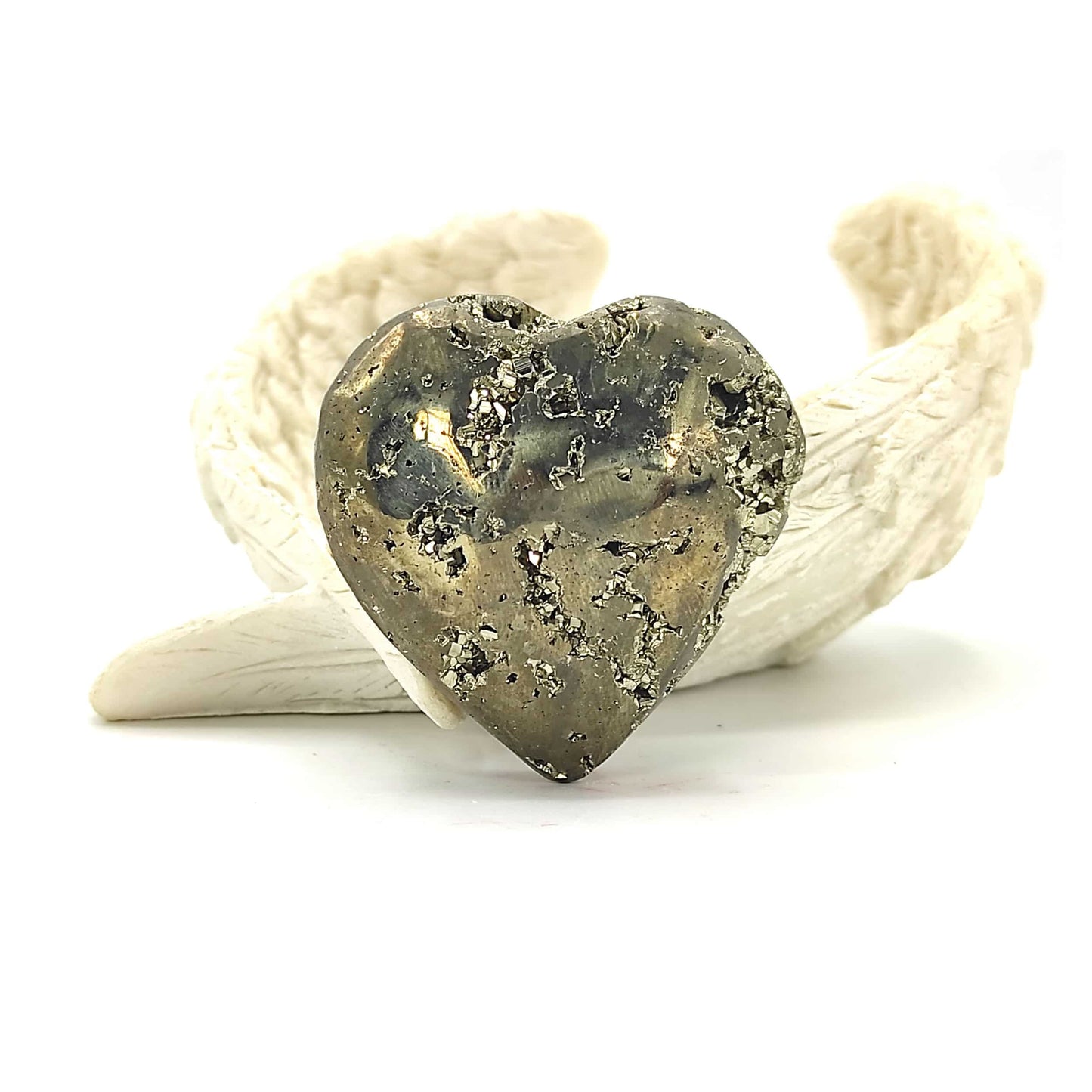 natural golden peru pyrite heart stone healing reiki