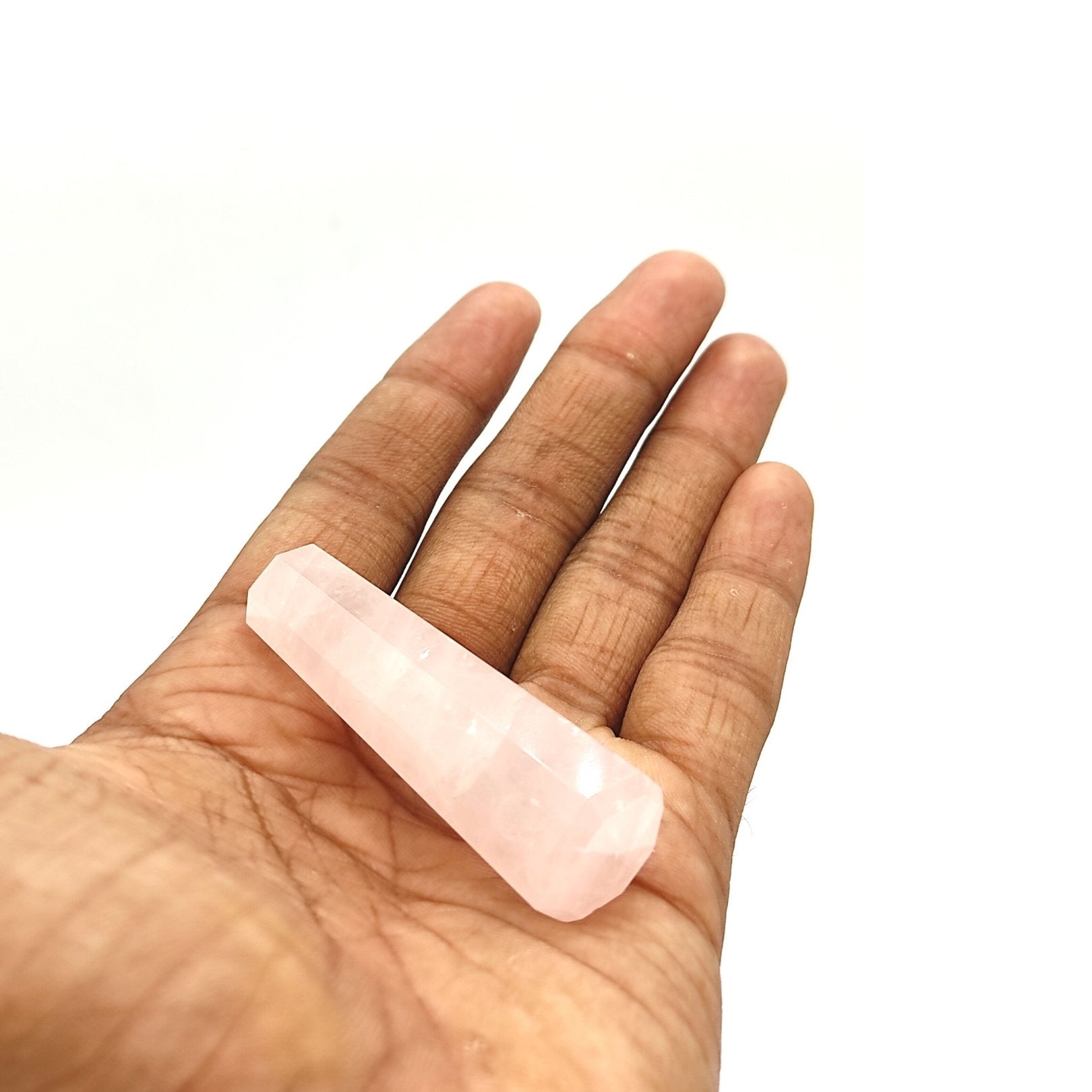 natural pink rose quartz wand stone pencil reiki healing