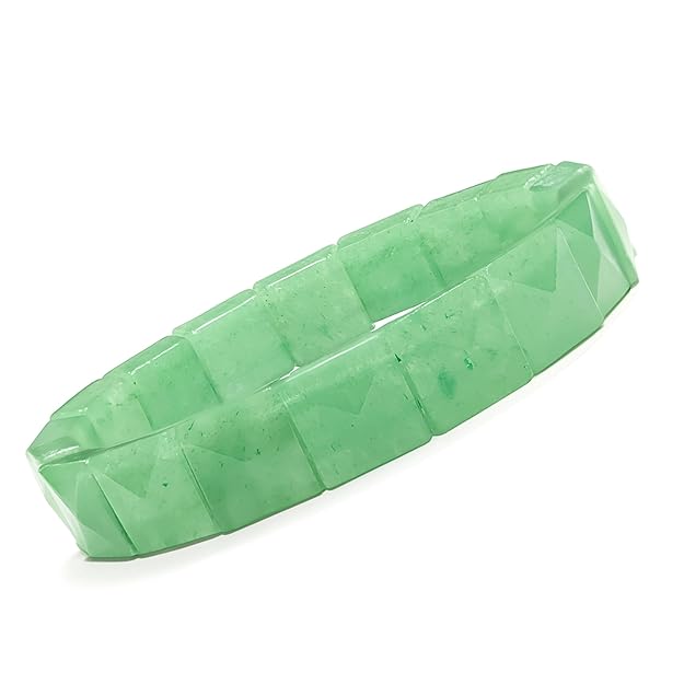 Green Aventurine Bracelet Square Pyramid Beads for Men & Women - plusvalueindia