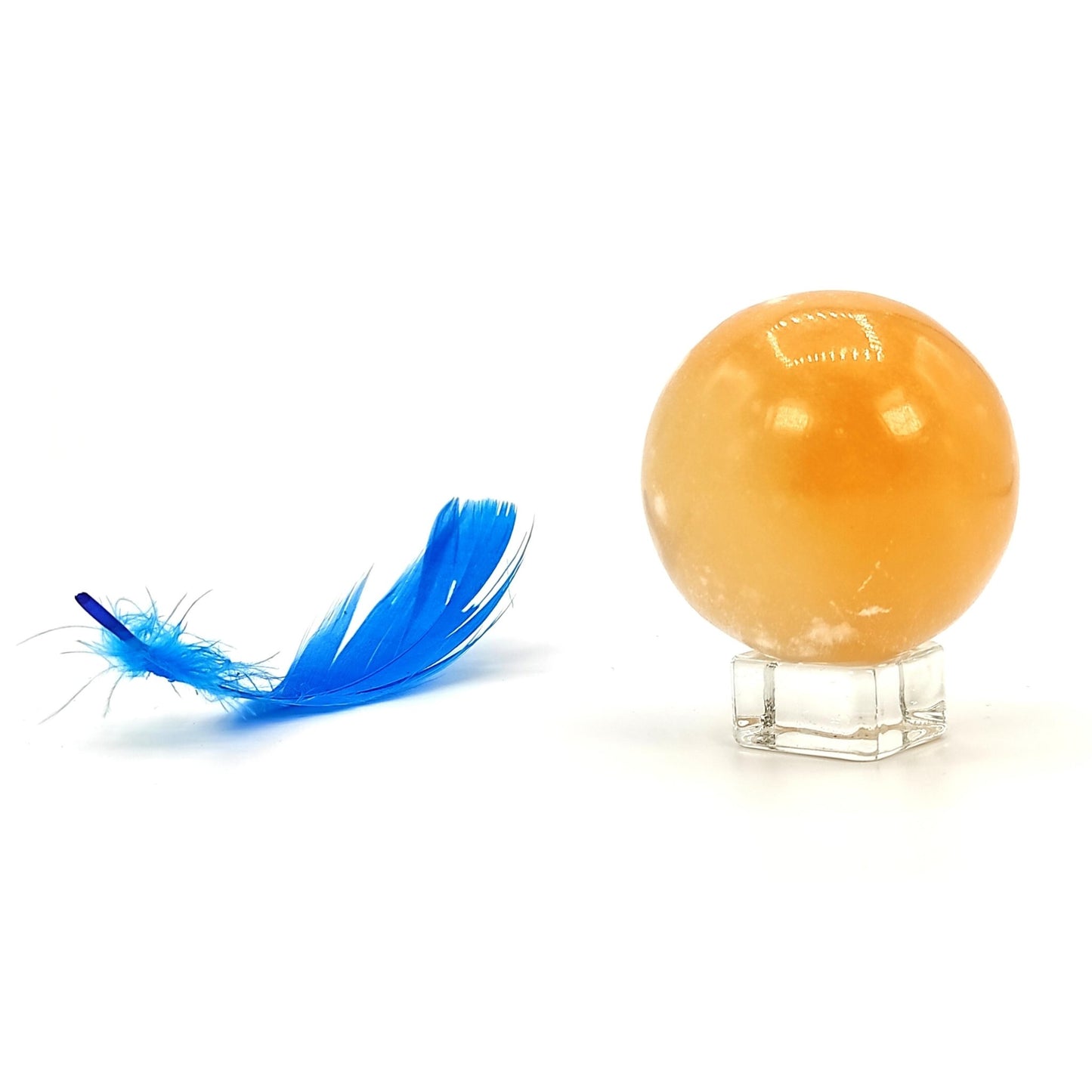 Orange Calcite Stone Ball Sphere (100 - 300 grams, With Stand) - plusvalueindia