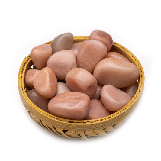 peach moonstone pebble tumble stone 200gm basket