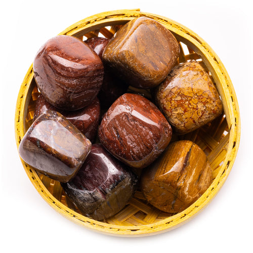 petrified wood tumble pebble stone 200gm basket