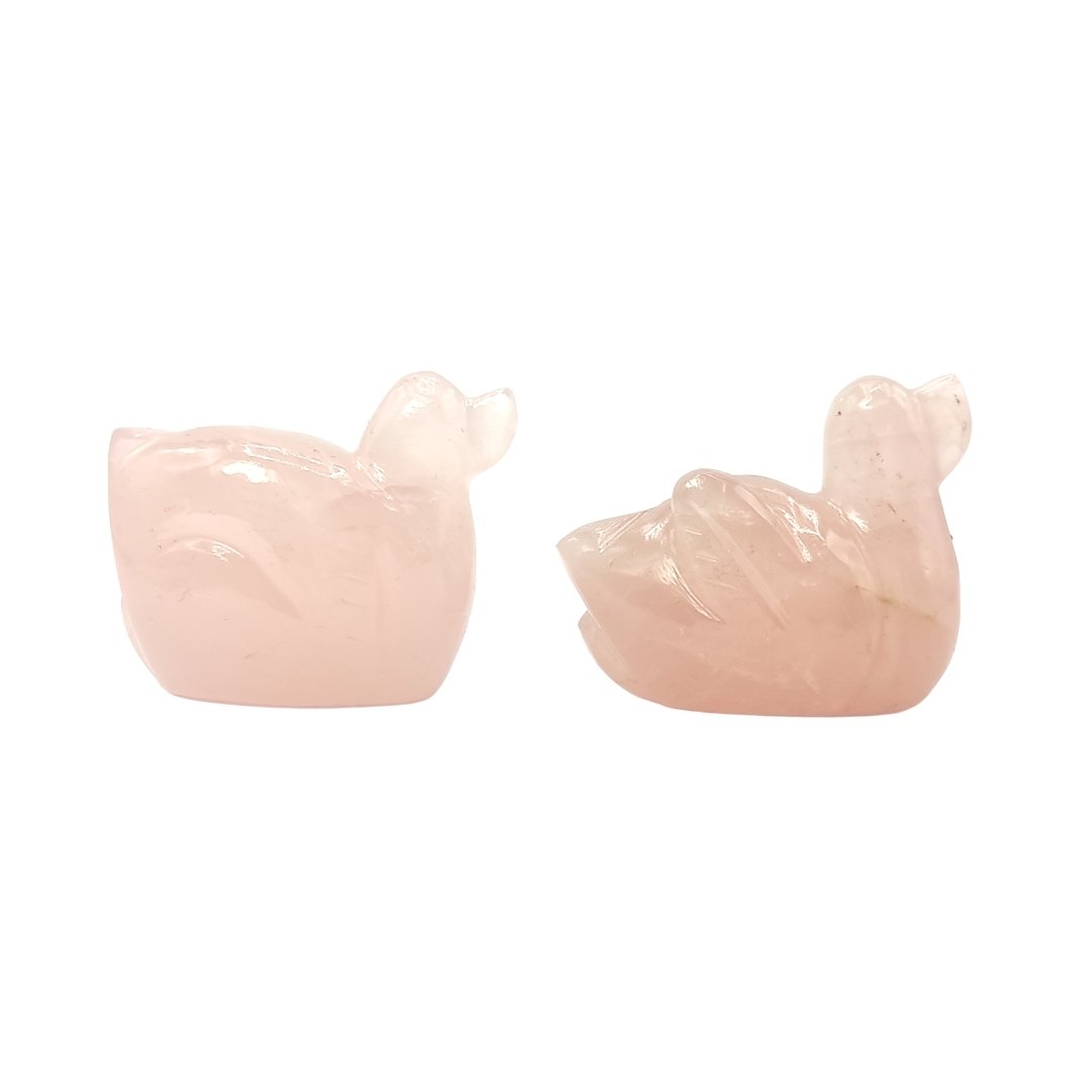 Pink Mandarin Natural Rose Quartz Duck Crystal Love Birds for Couples - plusvalueindia