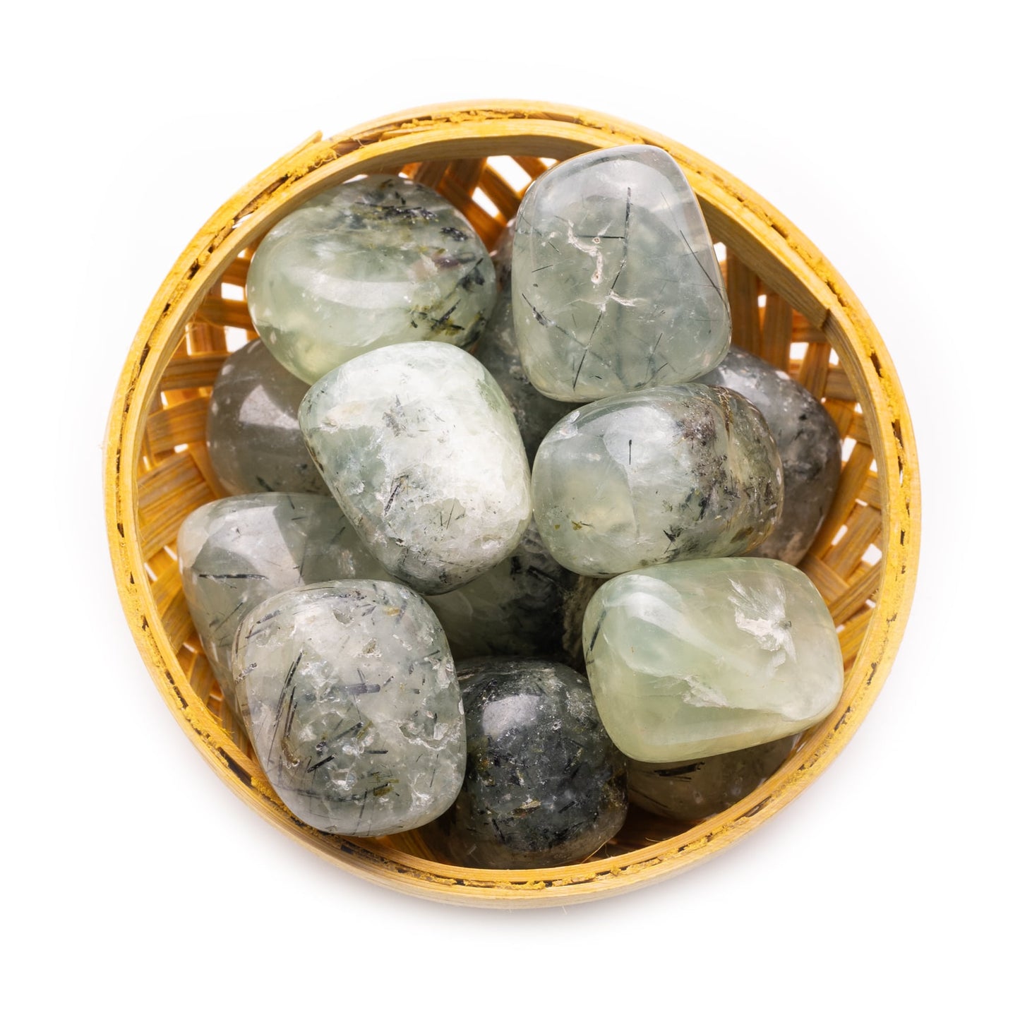 prehnite tumble pebble stone 200gm basket