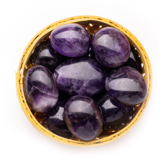 premium amethyst tumble pebble stone 200gm basket