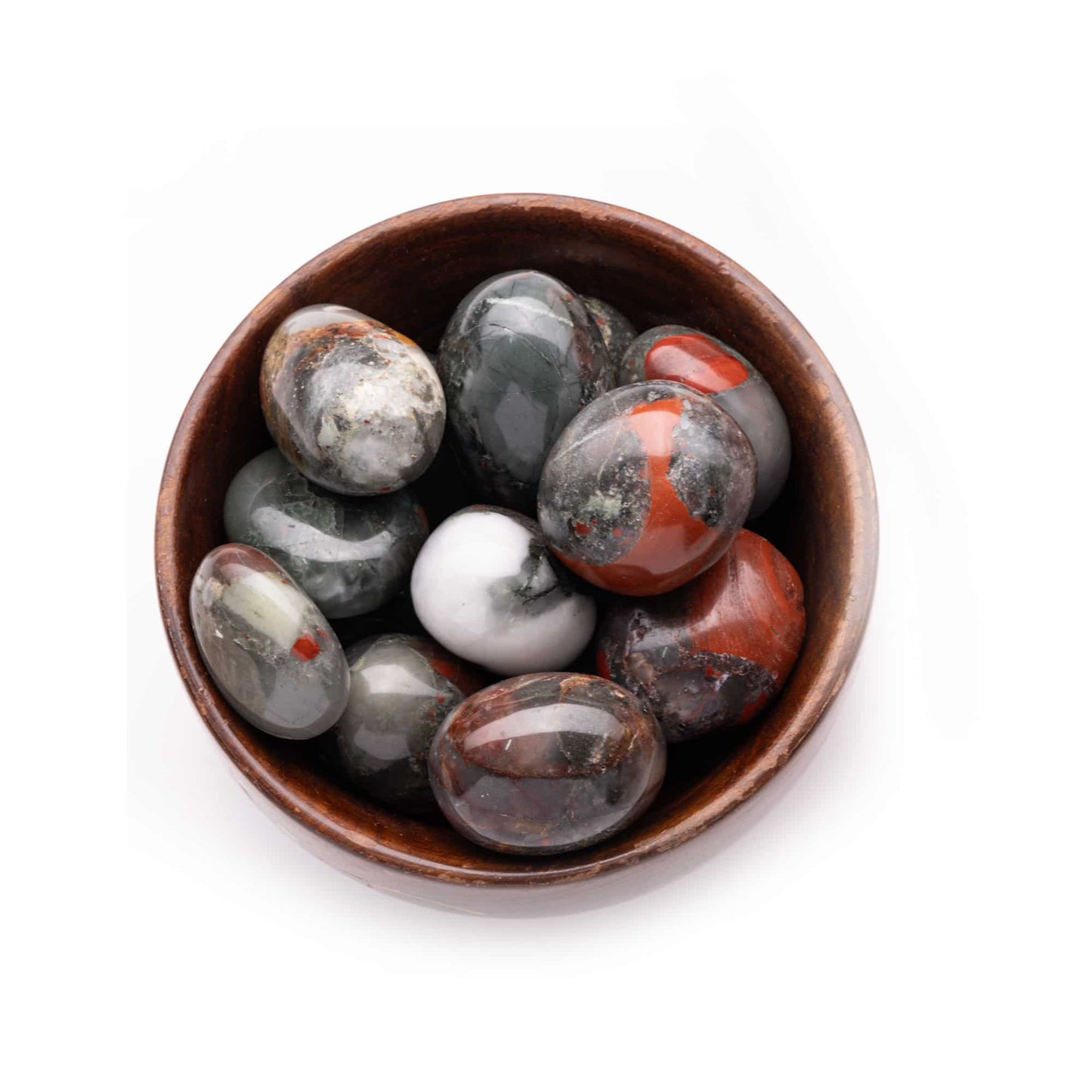 premium bloodstone tumble pebble 300grams wooden bowl