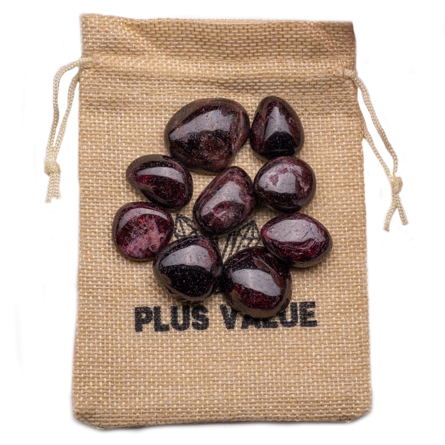 premium garnet tumble pebble stone 100gm jute bag